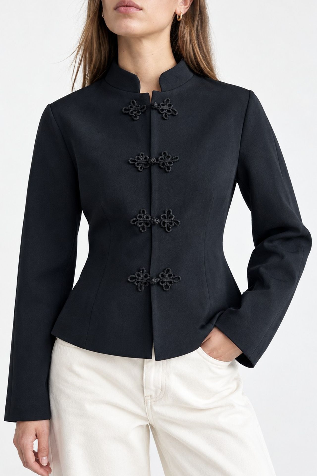 Blazer Jacket with Decorative Button Closure 3
