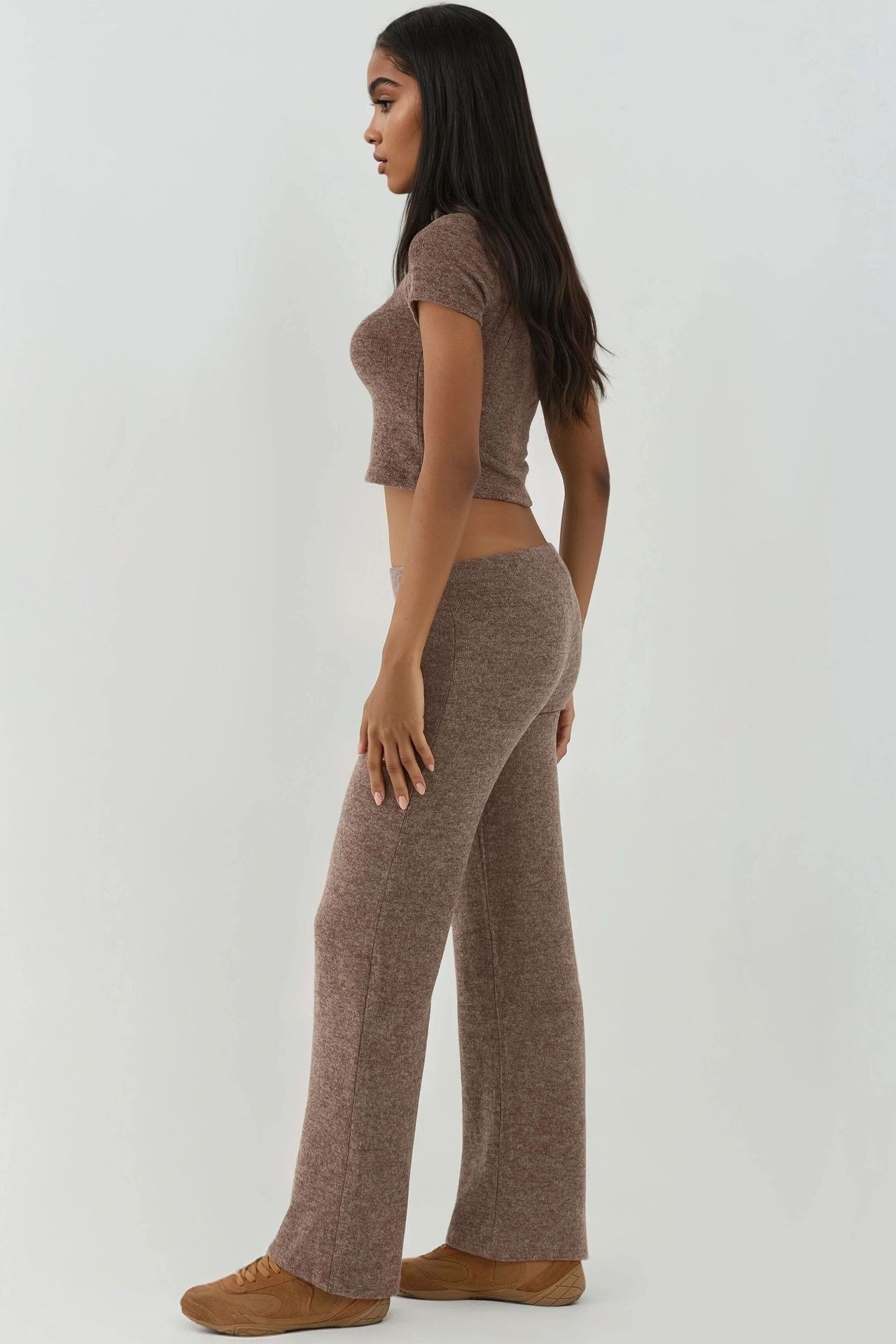 Elastic Waist Soft Textured Knitted Pants 4