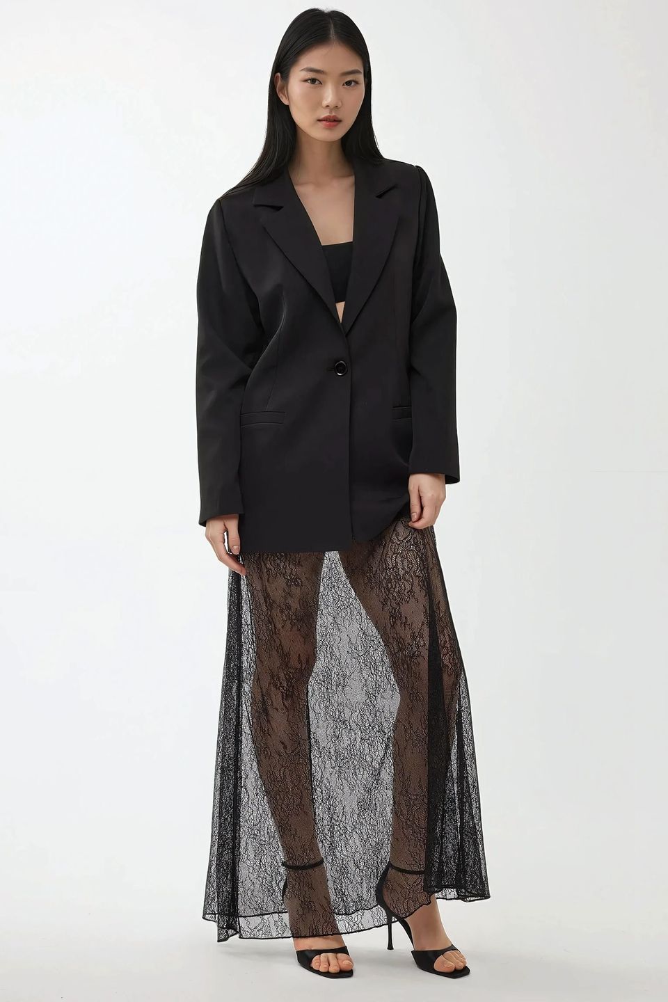 High Waist Lace Maxi Skirt