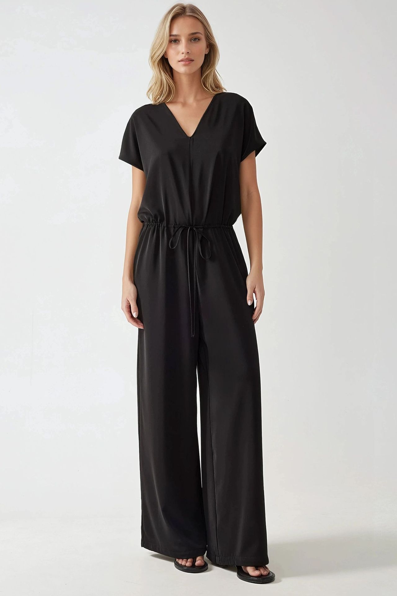 Wide Leg V-Neck Jumpsuit