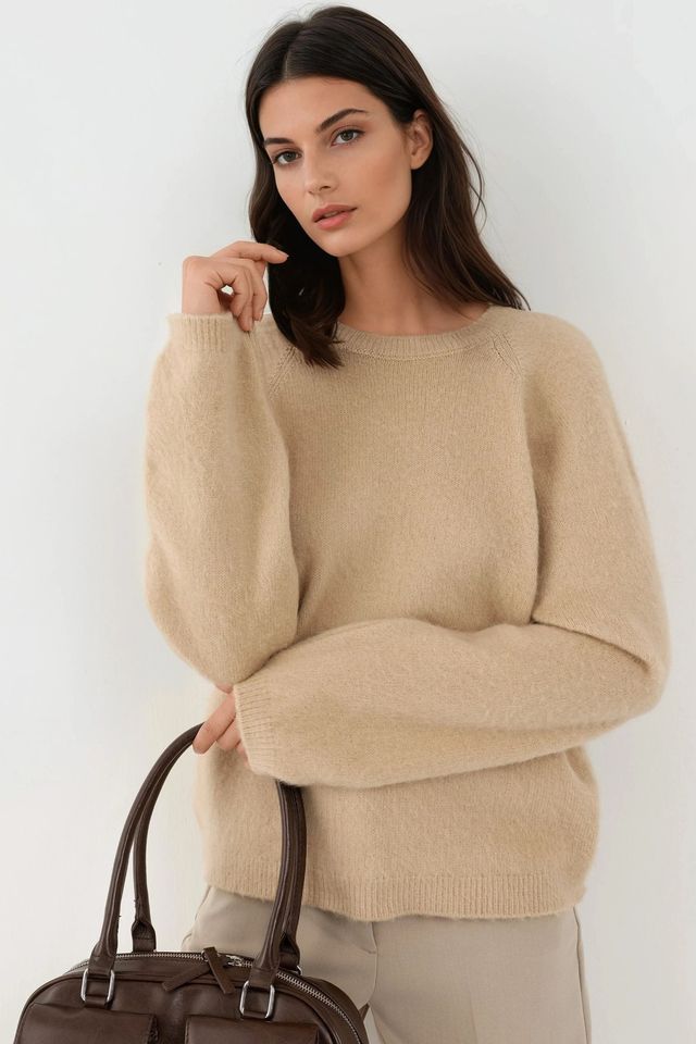 Soft Textured Crew Neck Basic Sweater