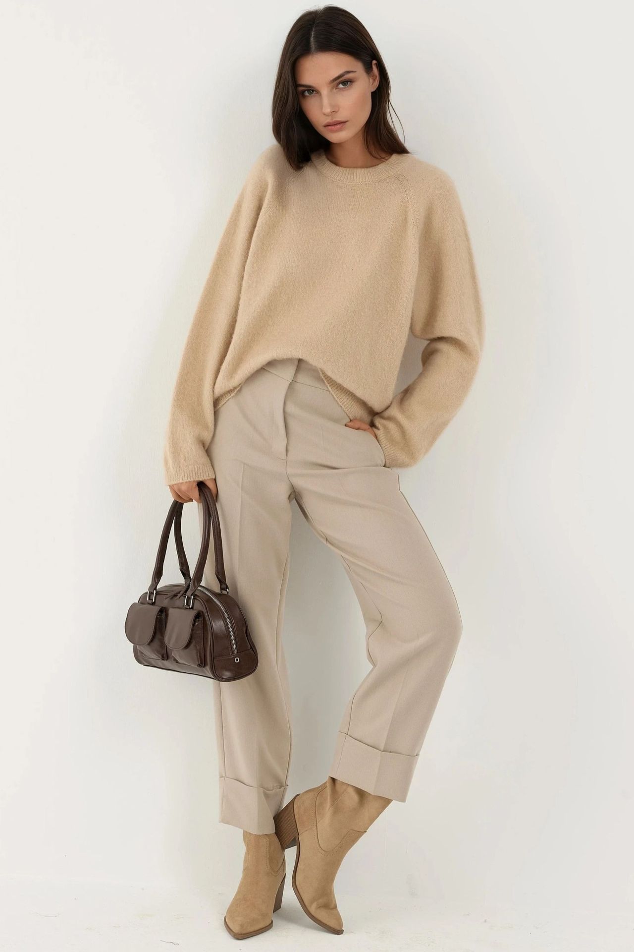 Soft Textured Crew Neck Basic Sweater 4