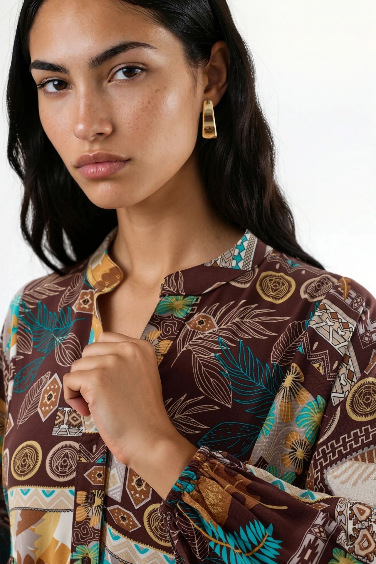 V-Neck Patterned Maxi Dress 6