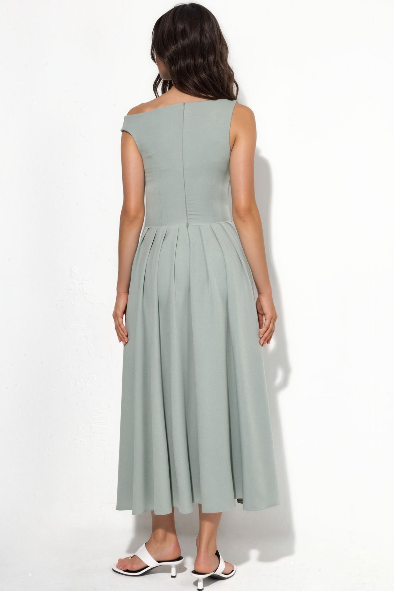 Asymmetrical Collar Midi Dress 3
