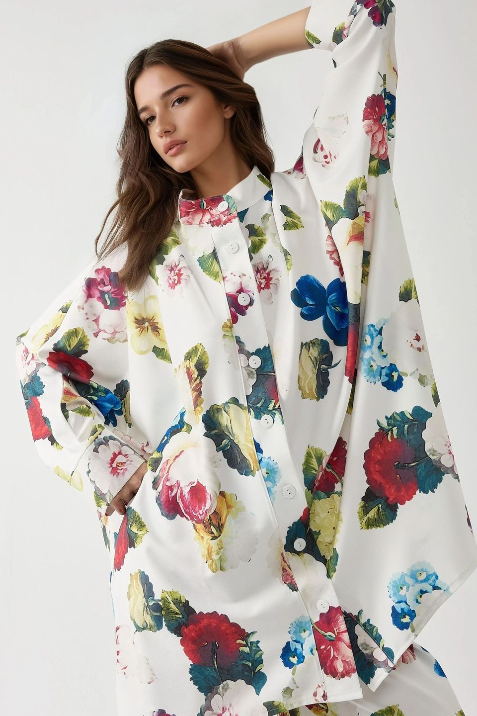 Printed High Waist Kimono-Pants Co-ord Set
