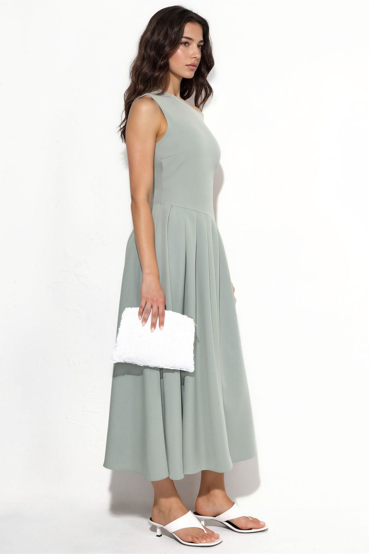 Asymmetrical Collar Midi Dress 4