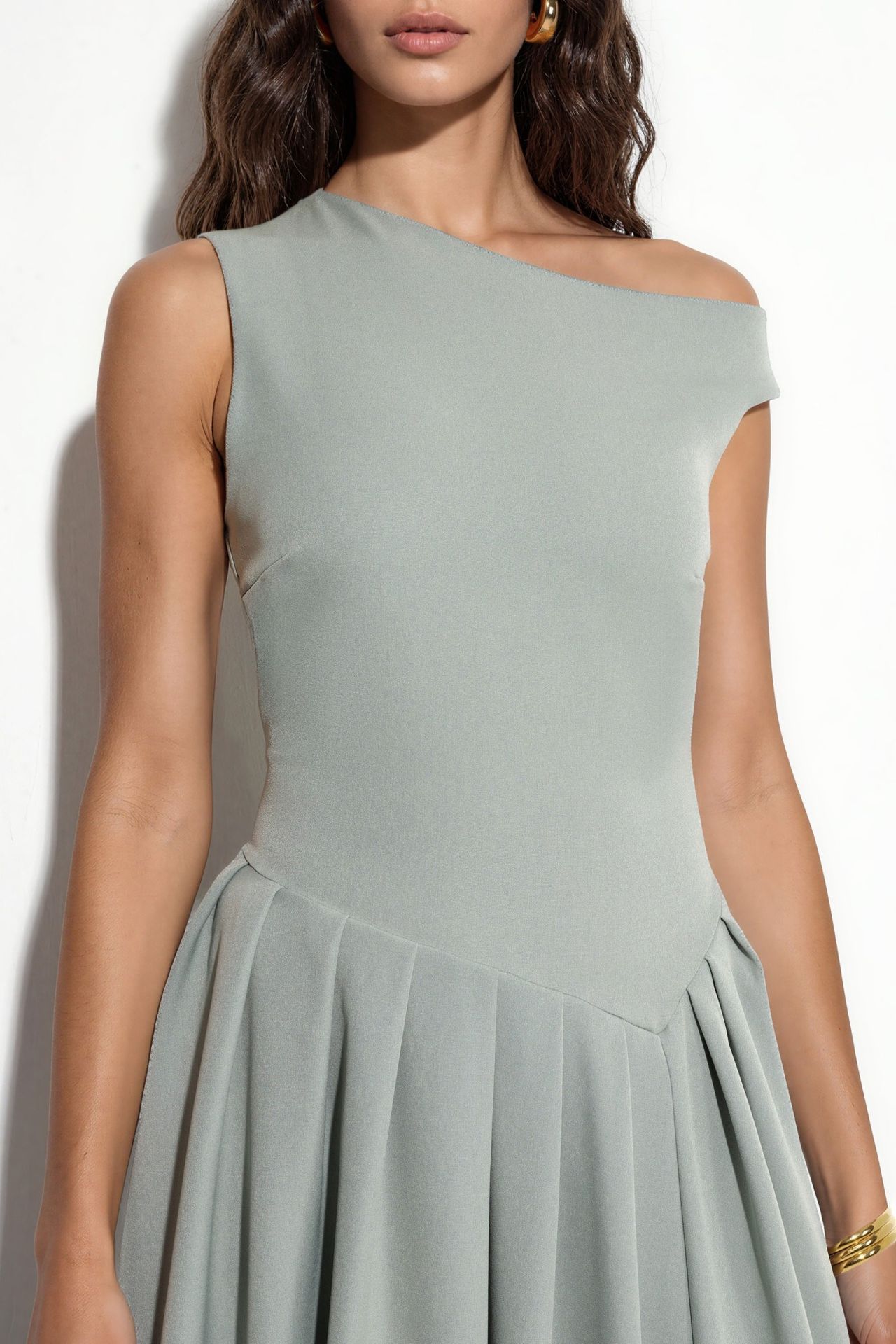 Asymmetrical Collar Midi Dress 5
