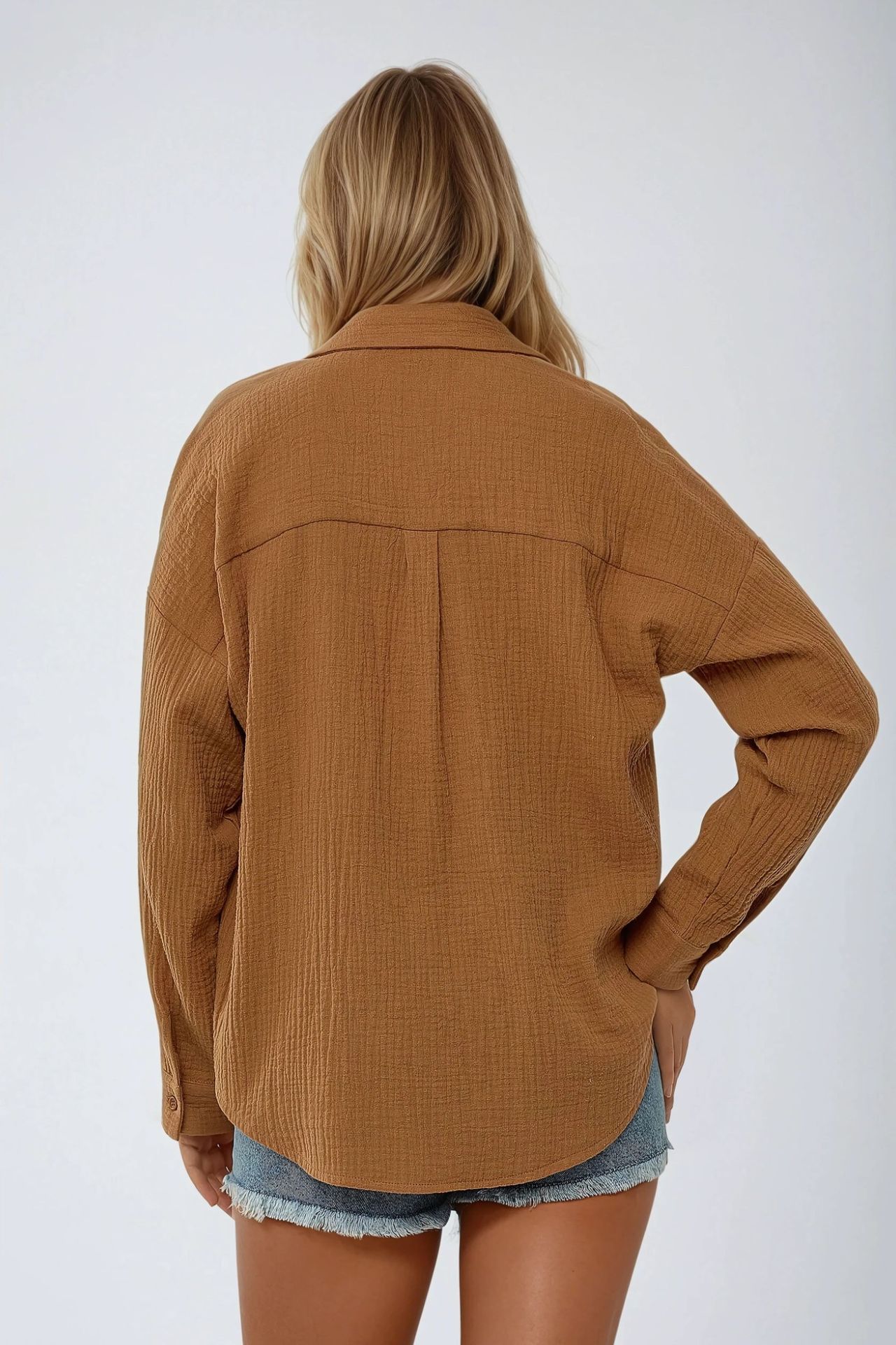 Oversized Cotton Shirt with Pocket Detail