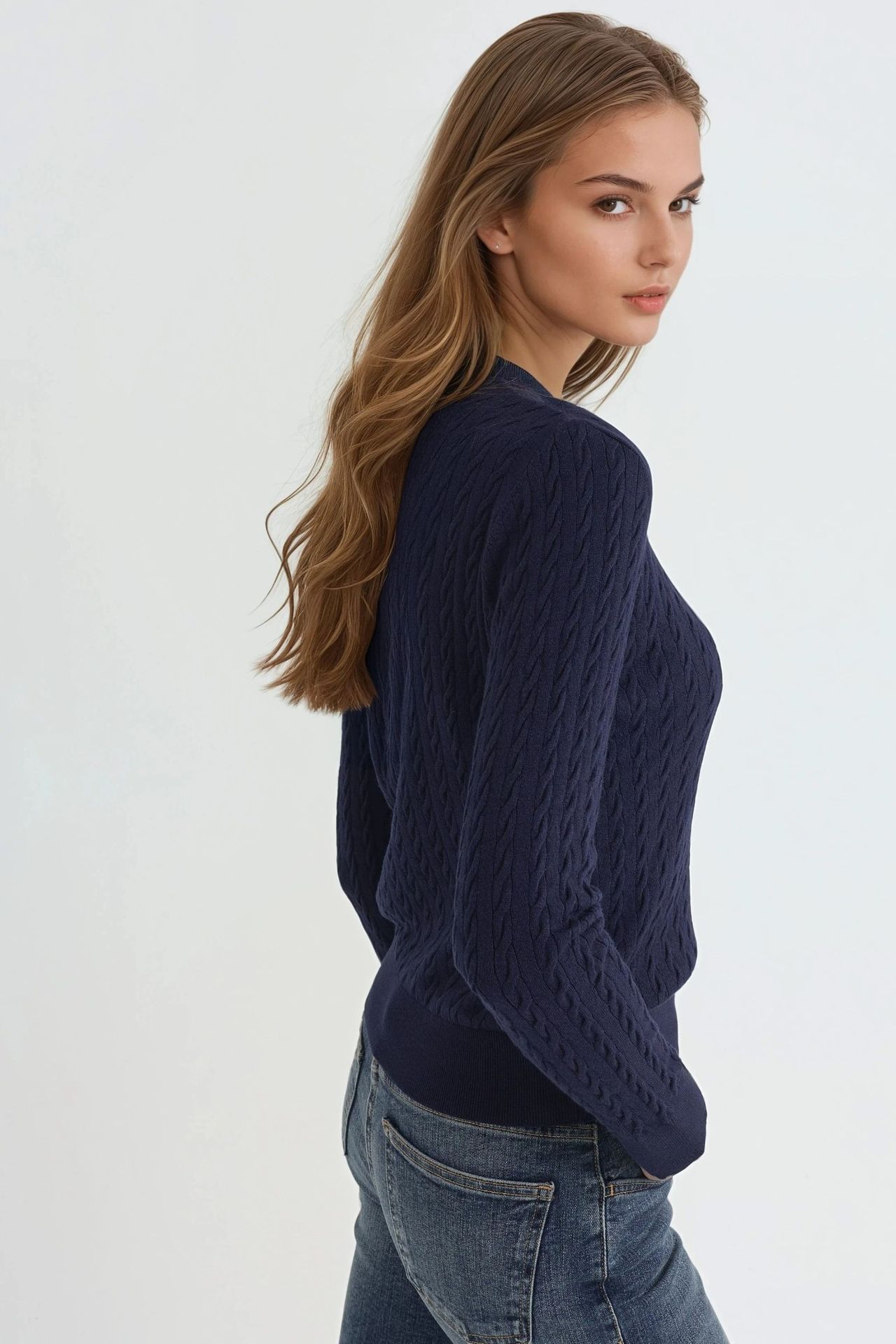 Hair Braid Knit Sweater with Heart Detail 3