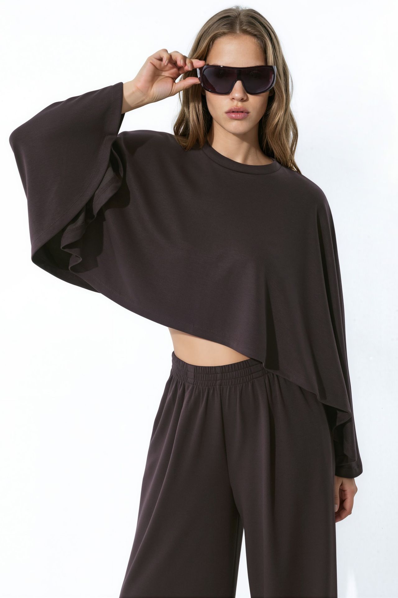 Modal Touch Oversized Bolero Top & Palazzo Pants Knit Set 2