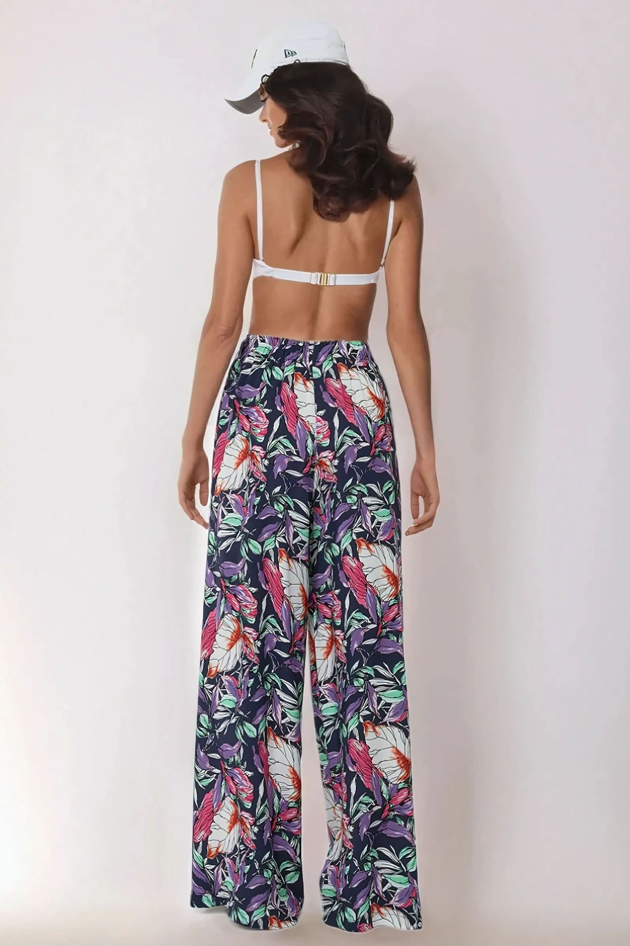 Wide Leg Elastic Waist Printed Pants