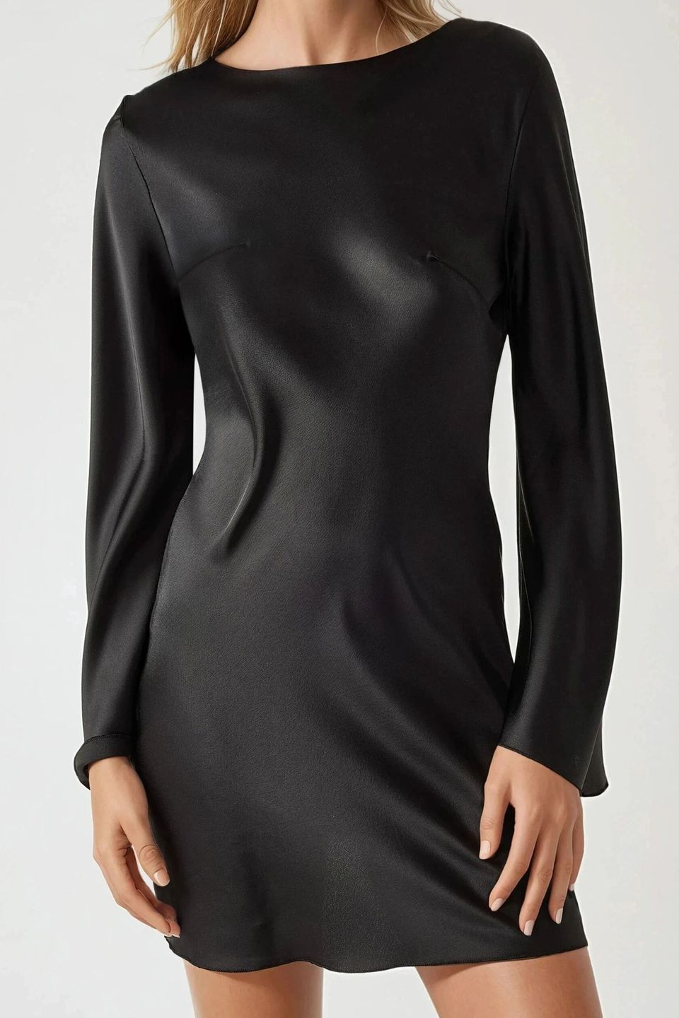 Waterfall Back Satin Mini Dress