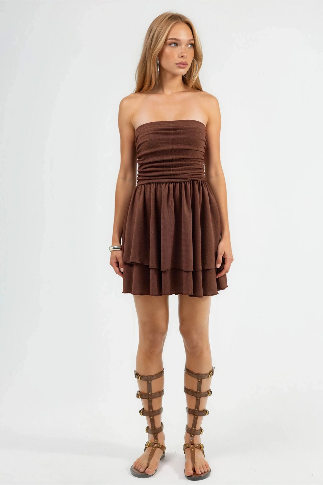 Strapless Ruffle Mini Dress 9