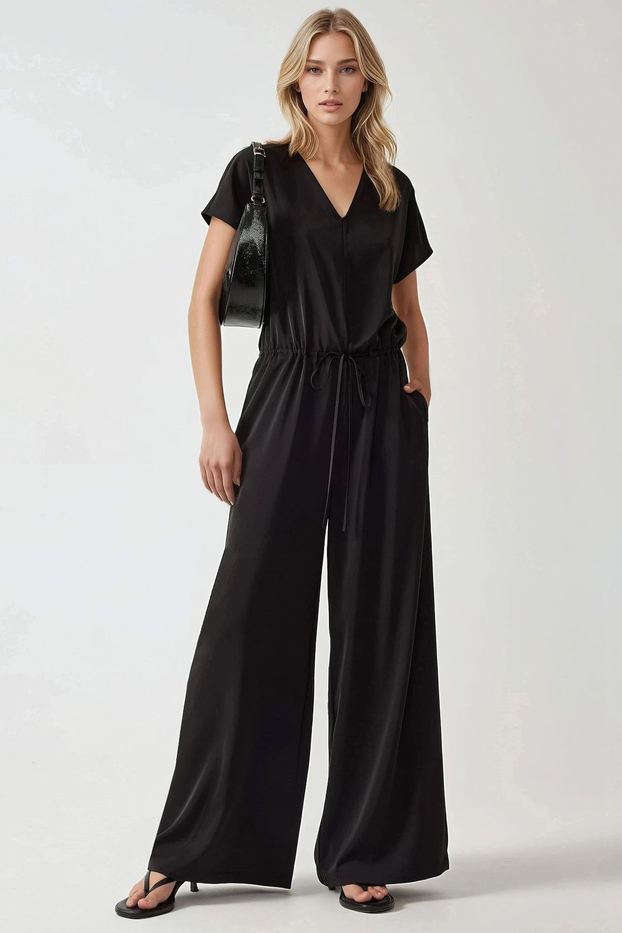 Wide Leg V-Neck Jumpsuit