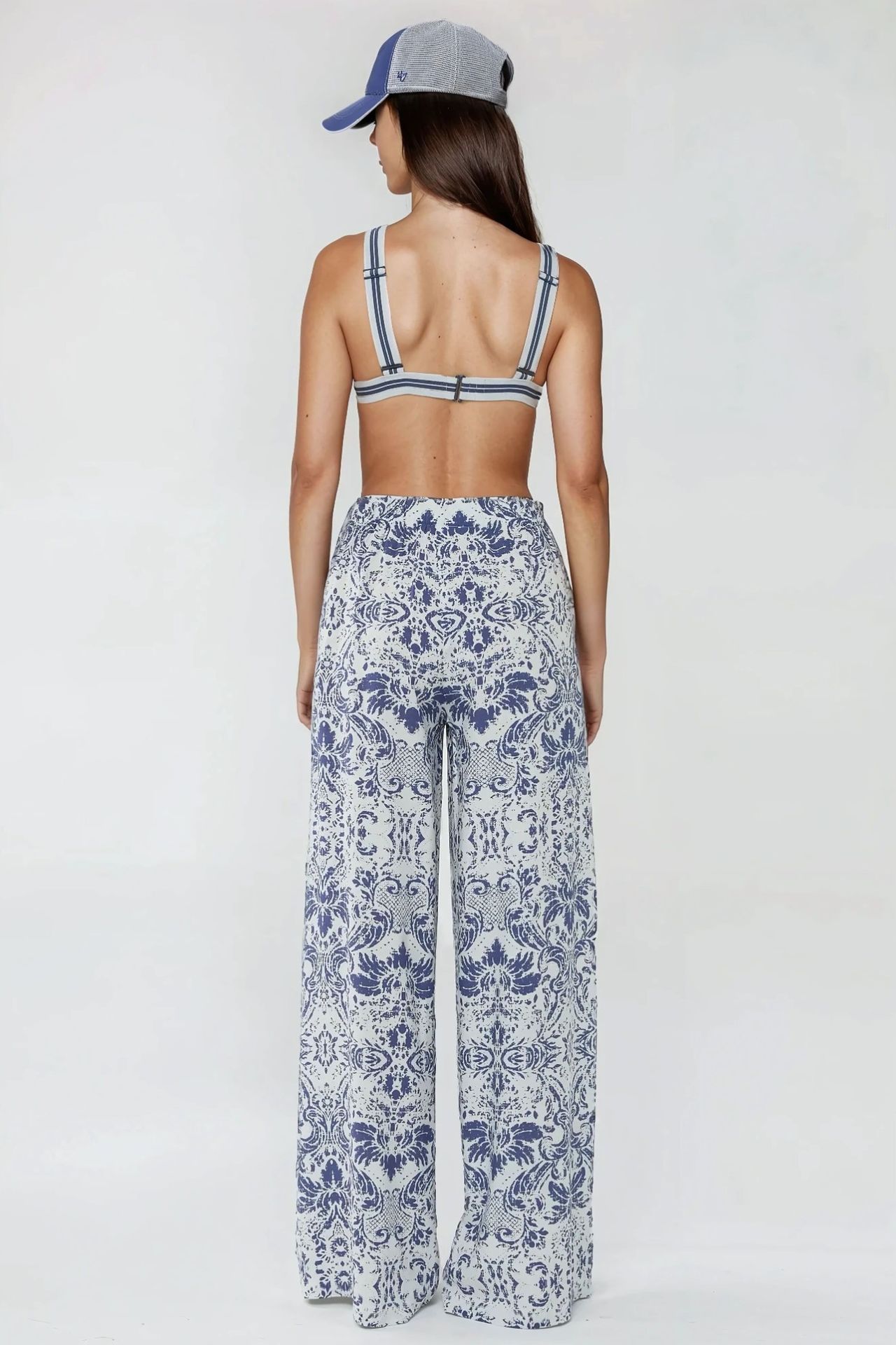 Wide Leg Elastic Waist Printed Pants