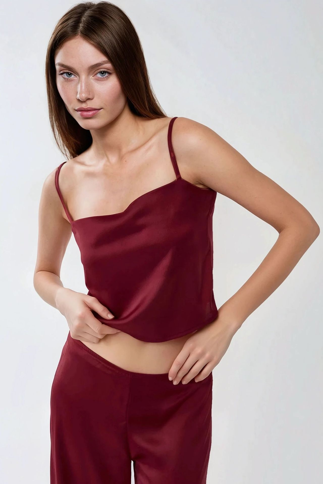 Ana Square Collar Satin Top