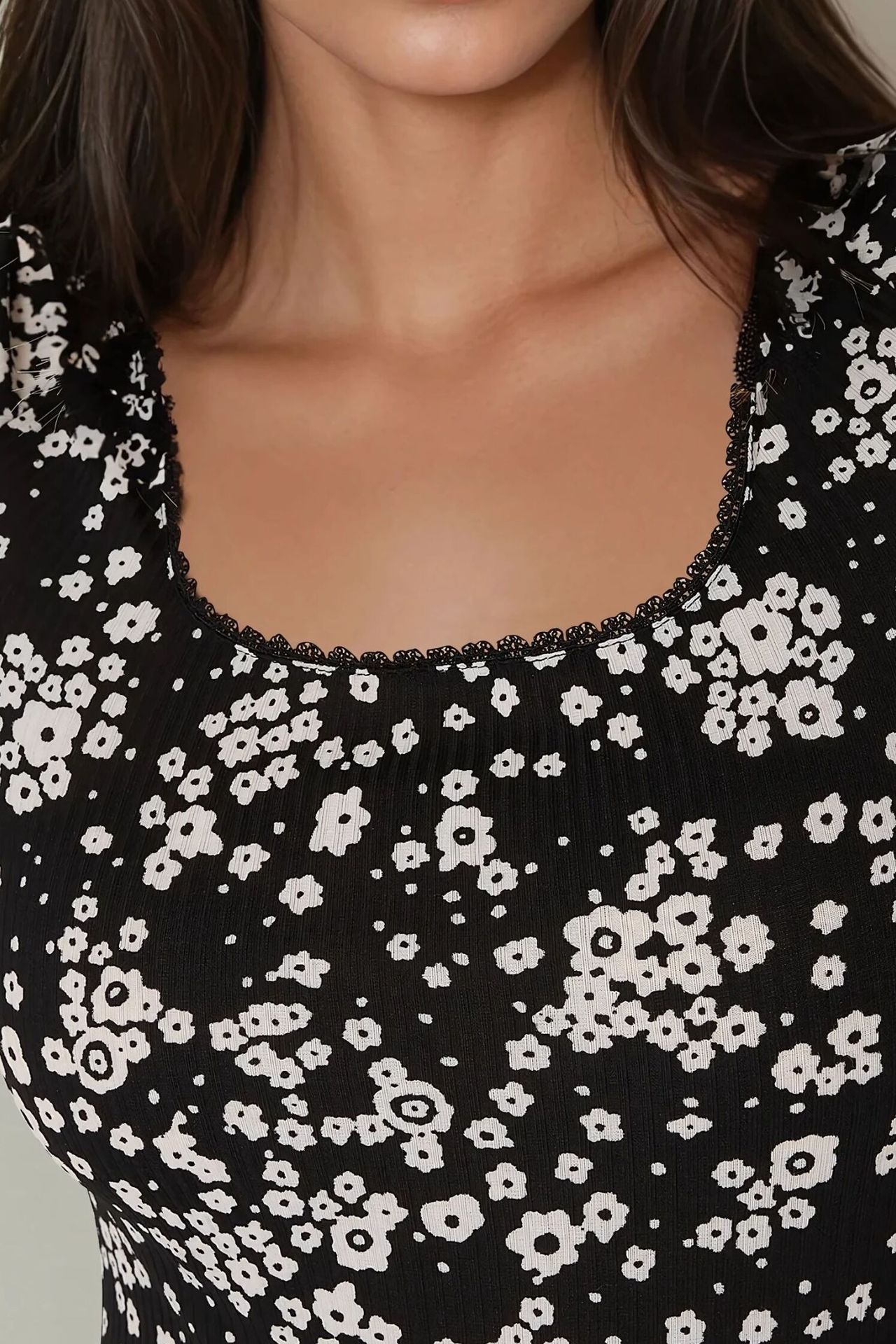 Printed Slim Fit Crew Neck Top