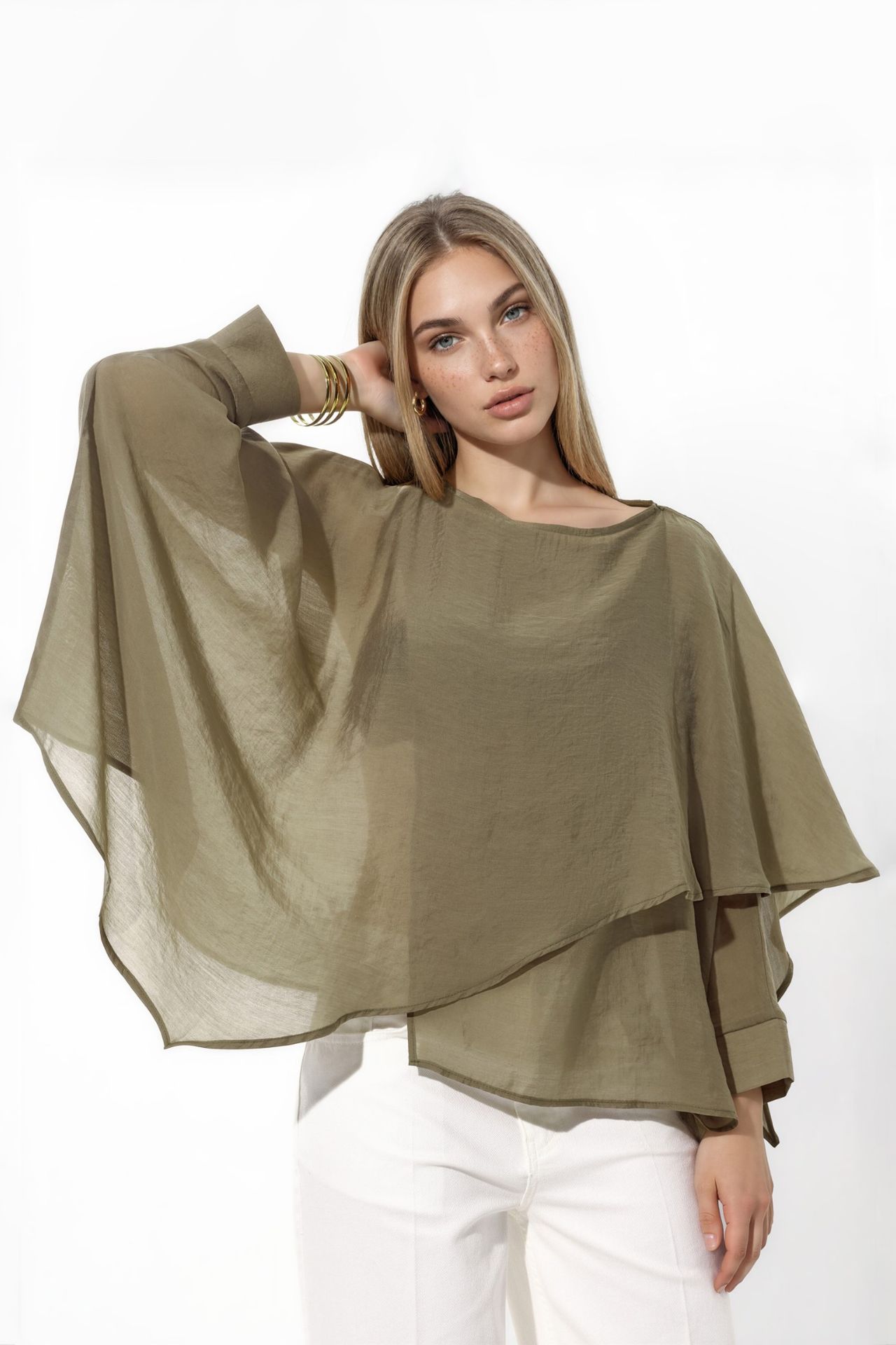 Oversized Lightweight Flowy Woven Blouse 1