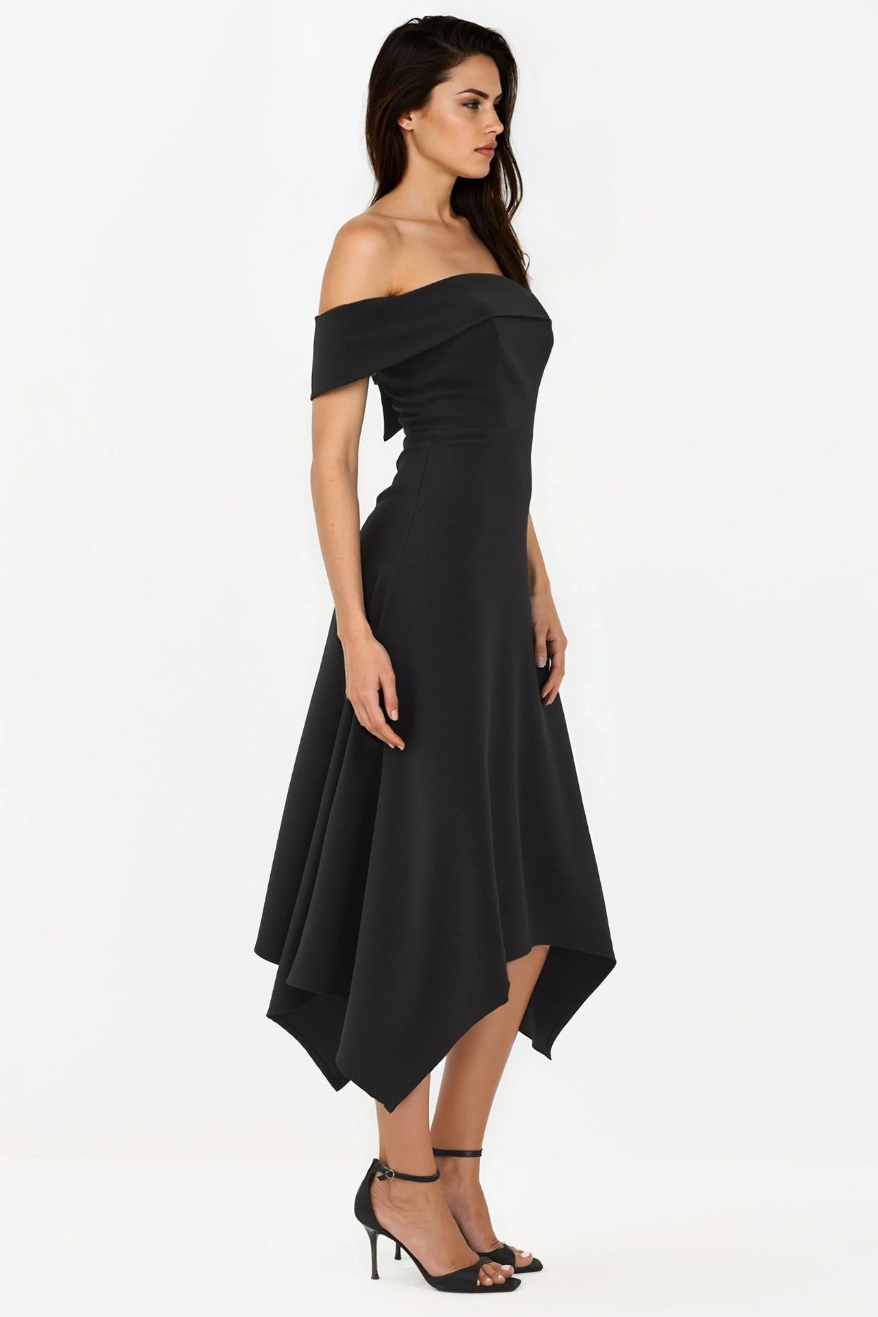 Off Shoulder A Line Midi Dress 5