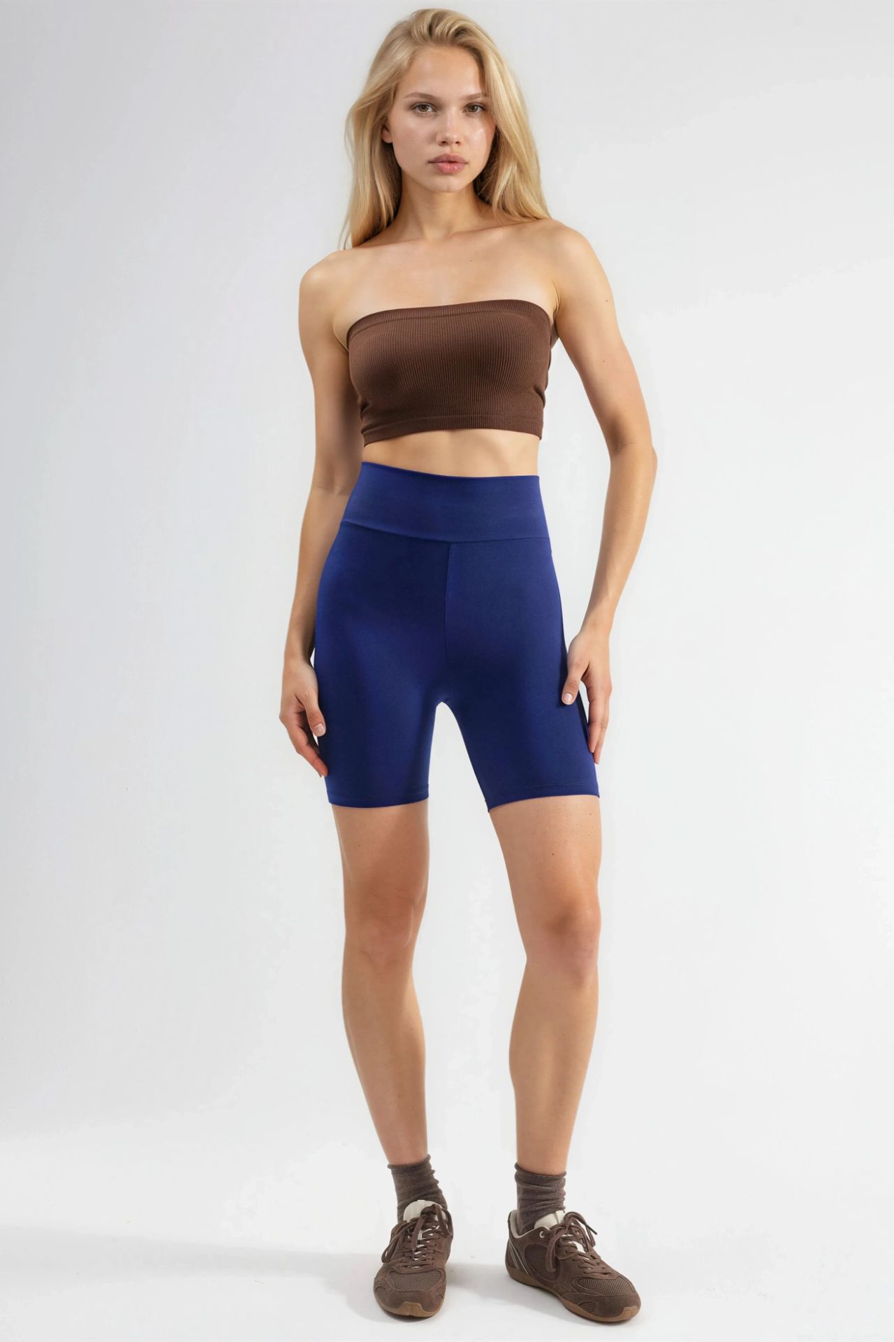High Waist Soft Textured Biker Shorts Ellie Collection 5
