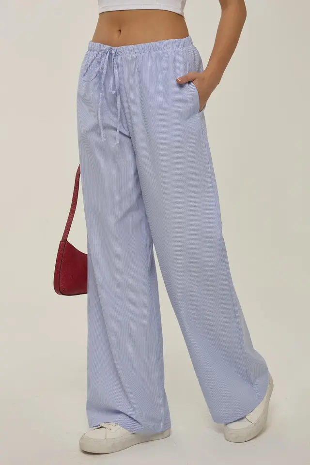 Elastic Waist Striped Cotton Lounge Bottoms