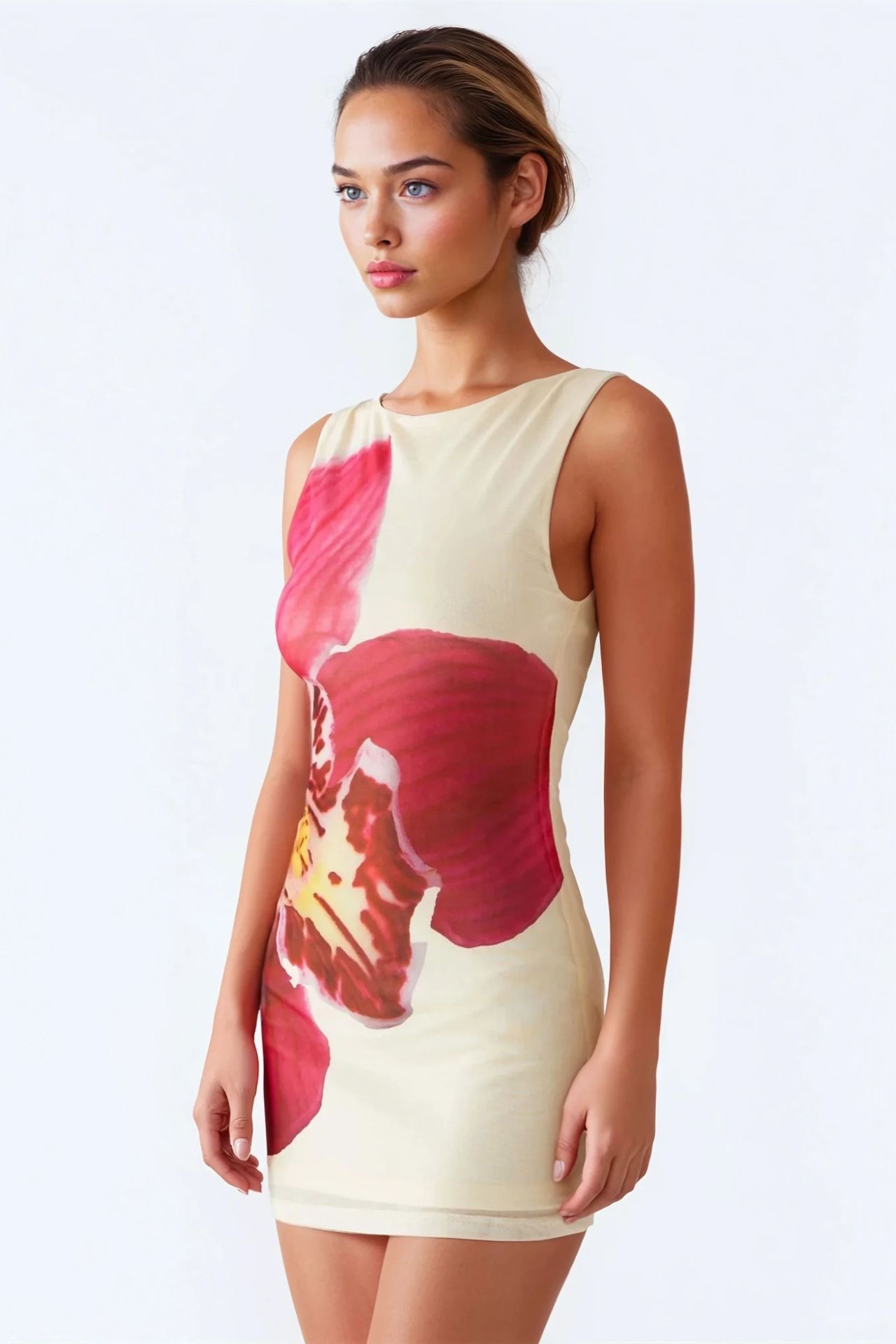 Bodycon Mini Dress with Floral Pattern