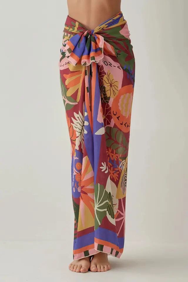 Printed Beach Maxi Cover-Up