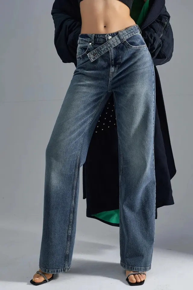 SQUALO High Waist Wide Leg Denim Jeans