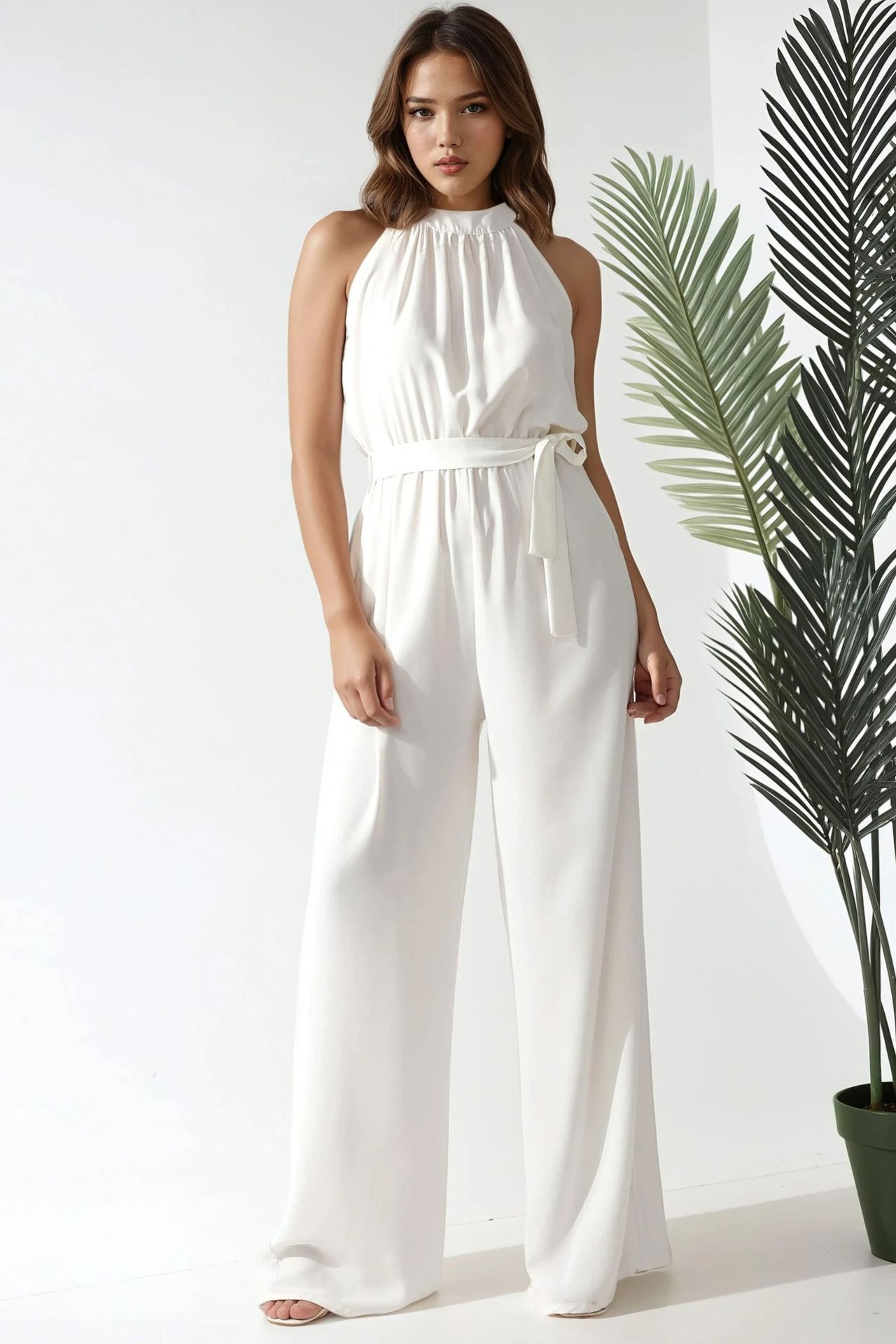 Wide Leg Halter Neck Jumpsuit