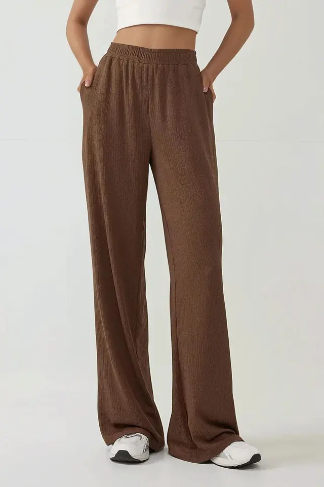 Wide Leg Textured Knit Pants