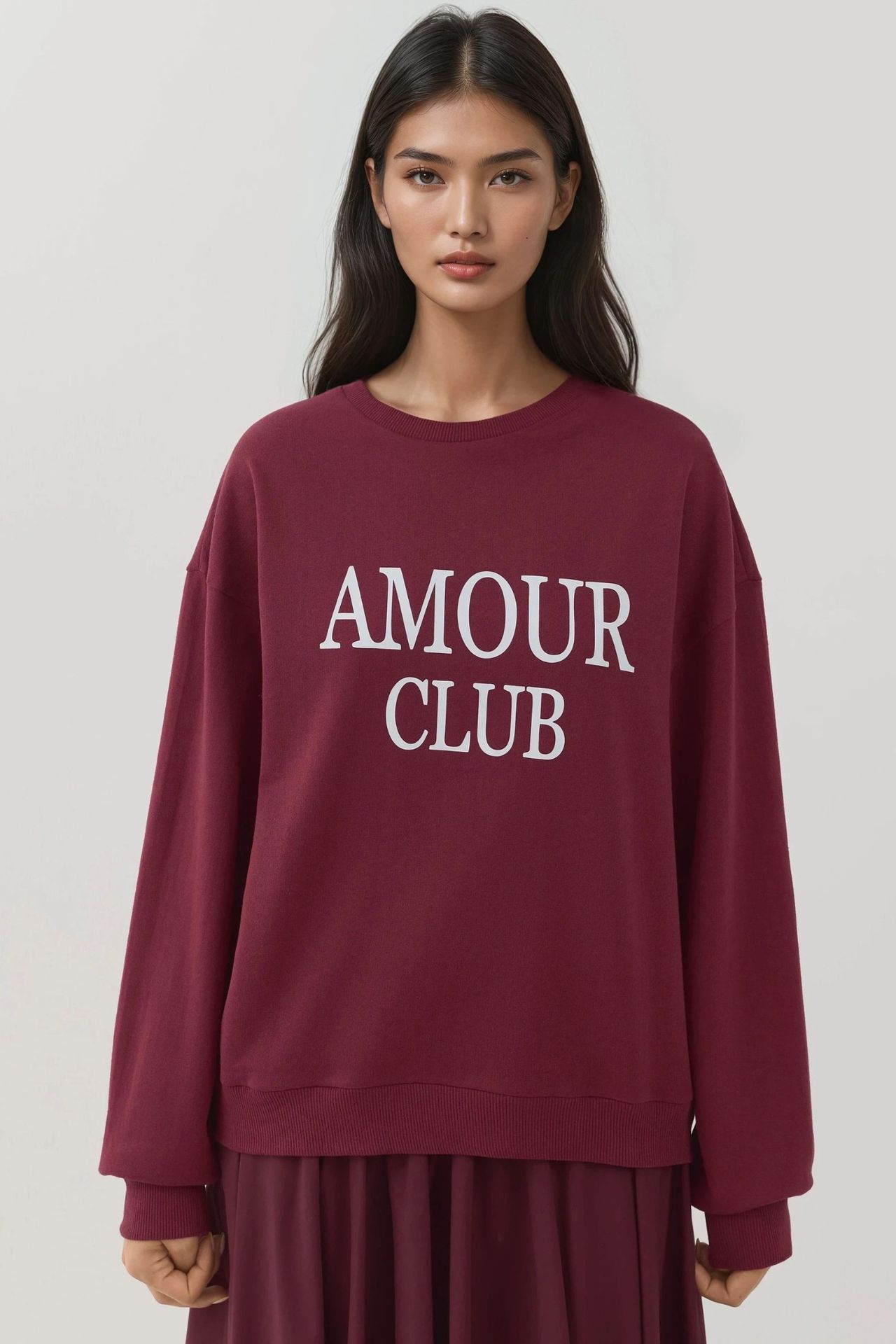 Printed Crew Neck Relaxed Fit Raised Sweatshirt 2