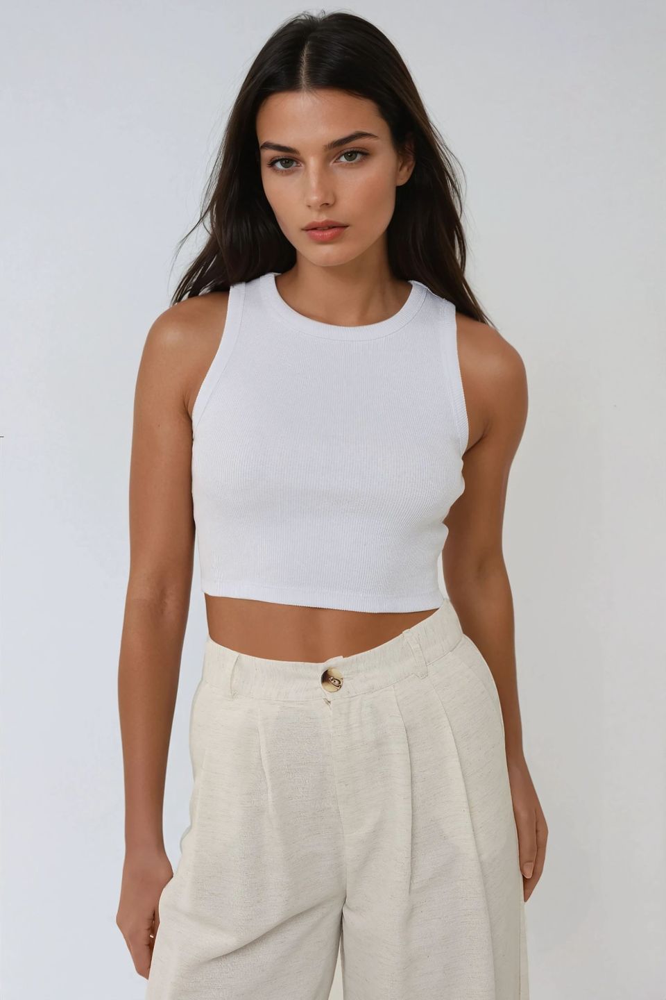 Halter Neck Knitted Crop Tank Top