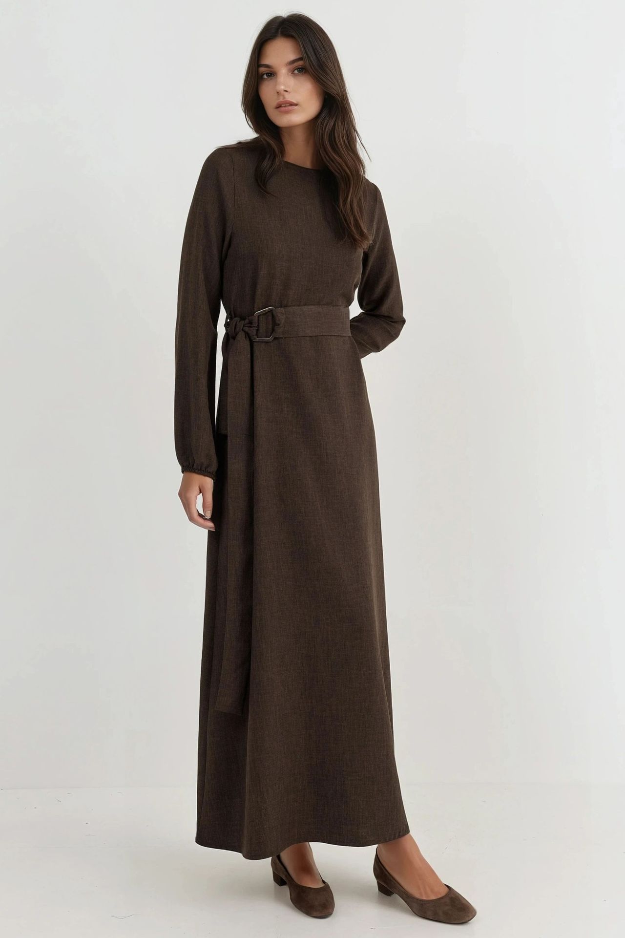 Long Sleeve Maxi Dress Arched Detail