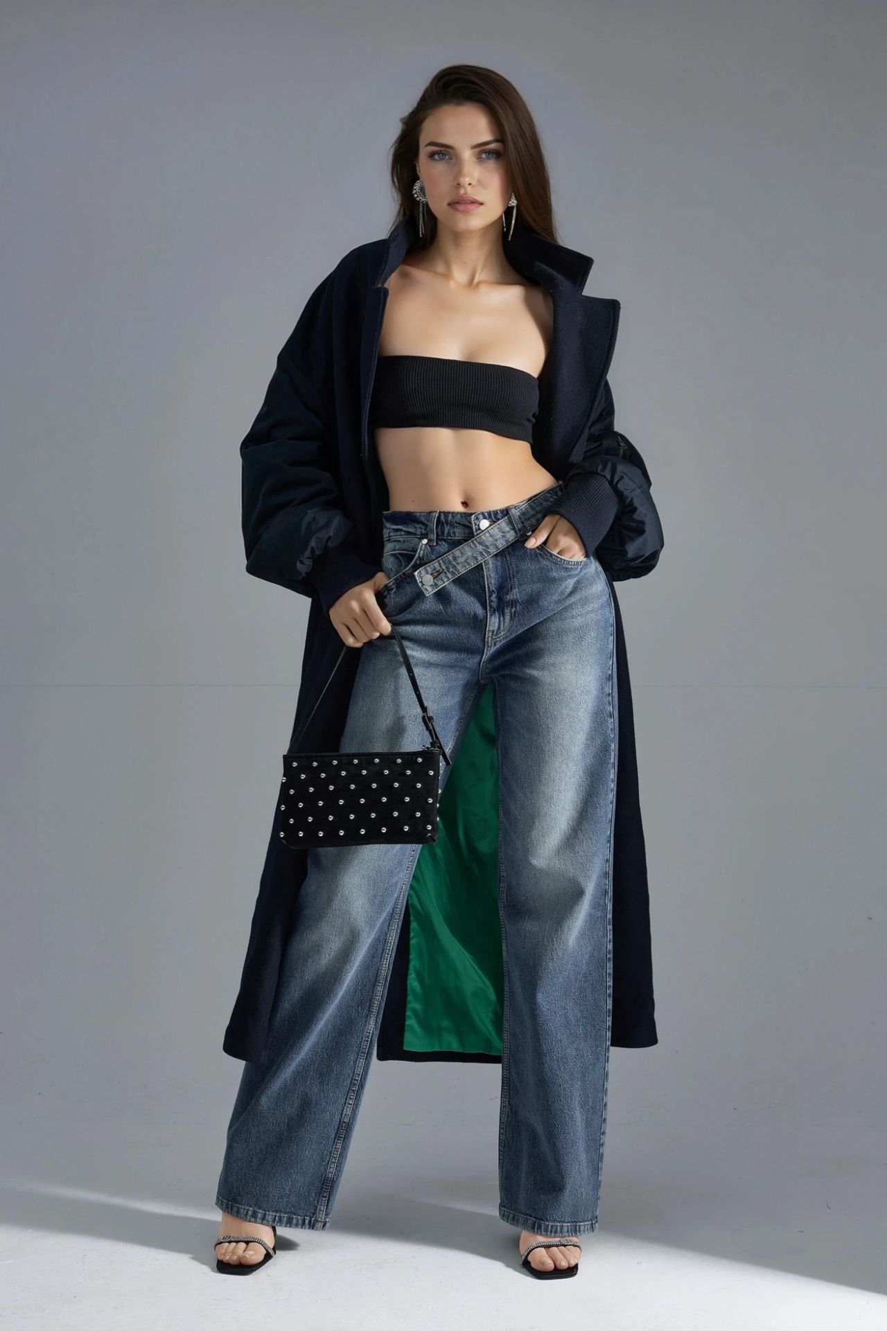 SQUALO High Waist Wide Leg Denim Jeans 6