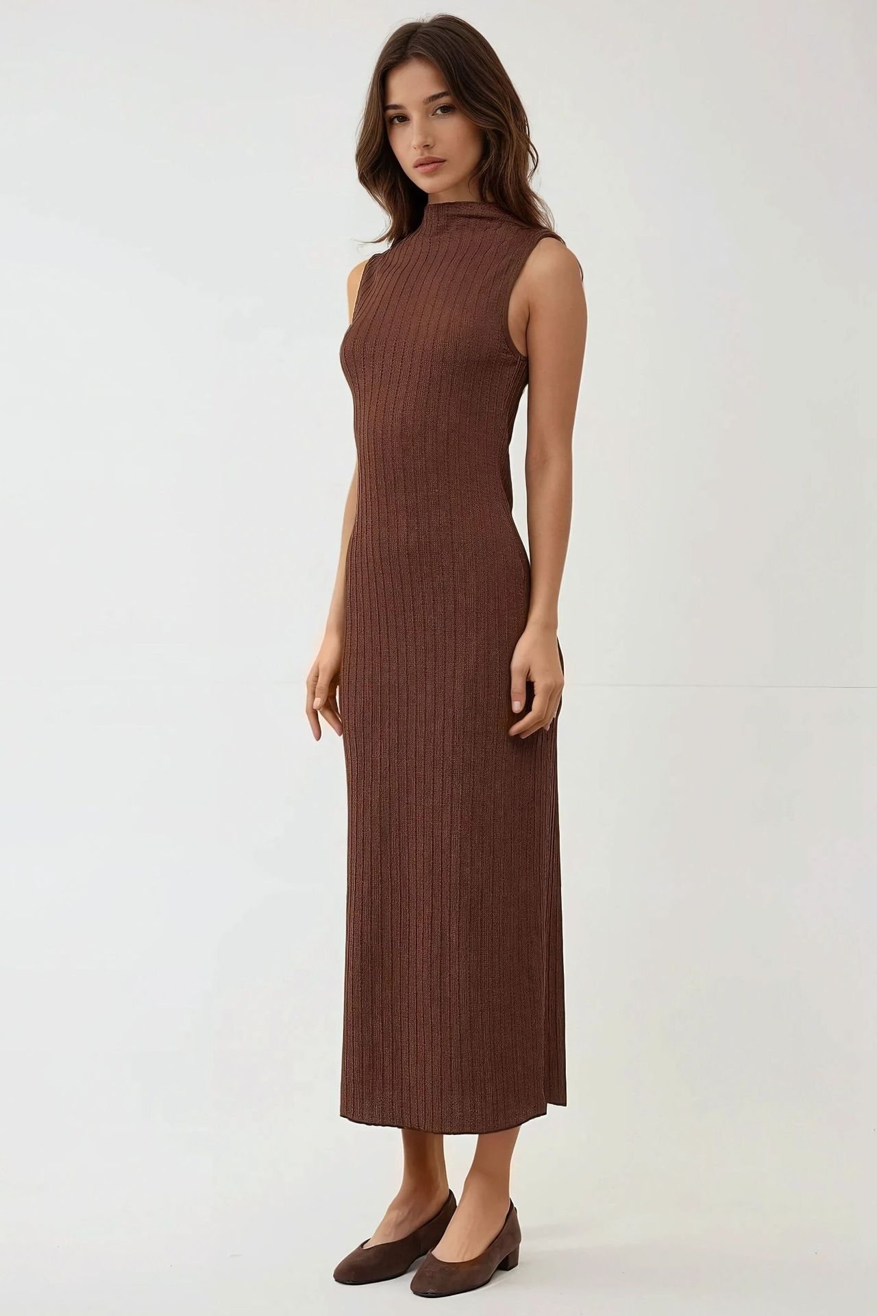 Textured Halter Collar Bodycon Maxi Dress