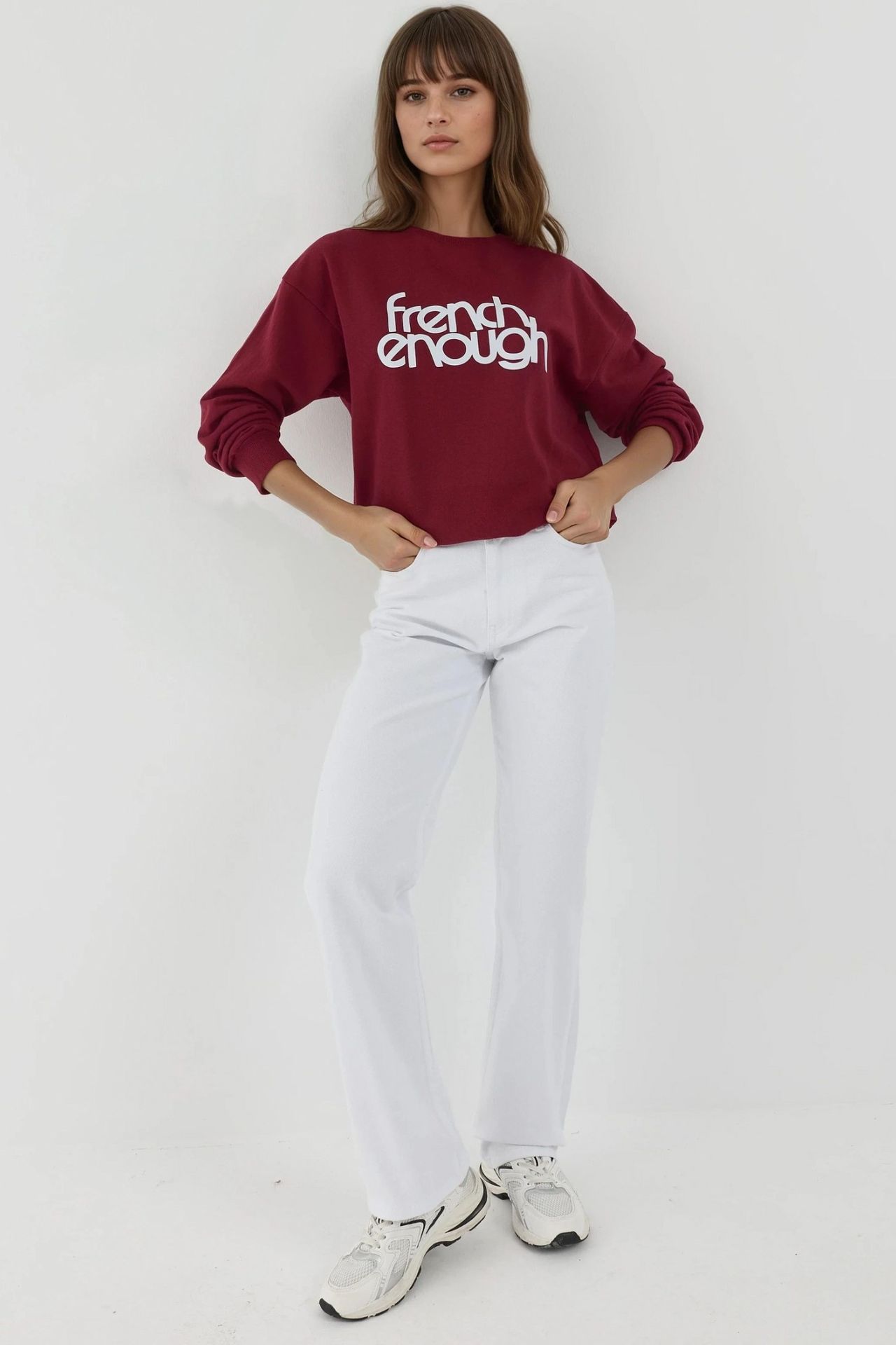 Printed Crew Neck Long Sleeve Raised Sweatshirt 5