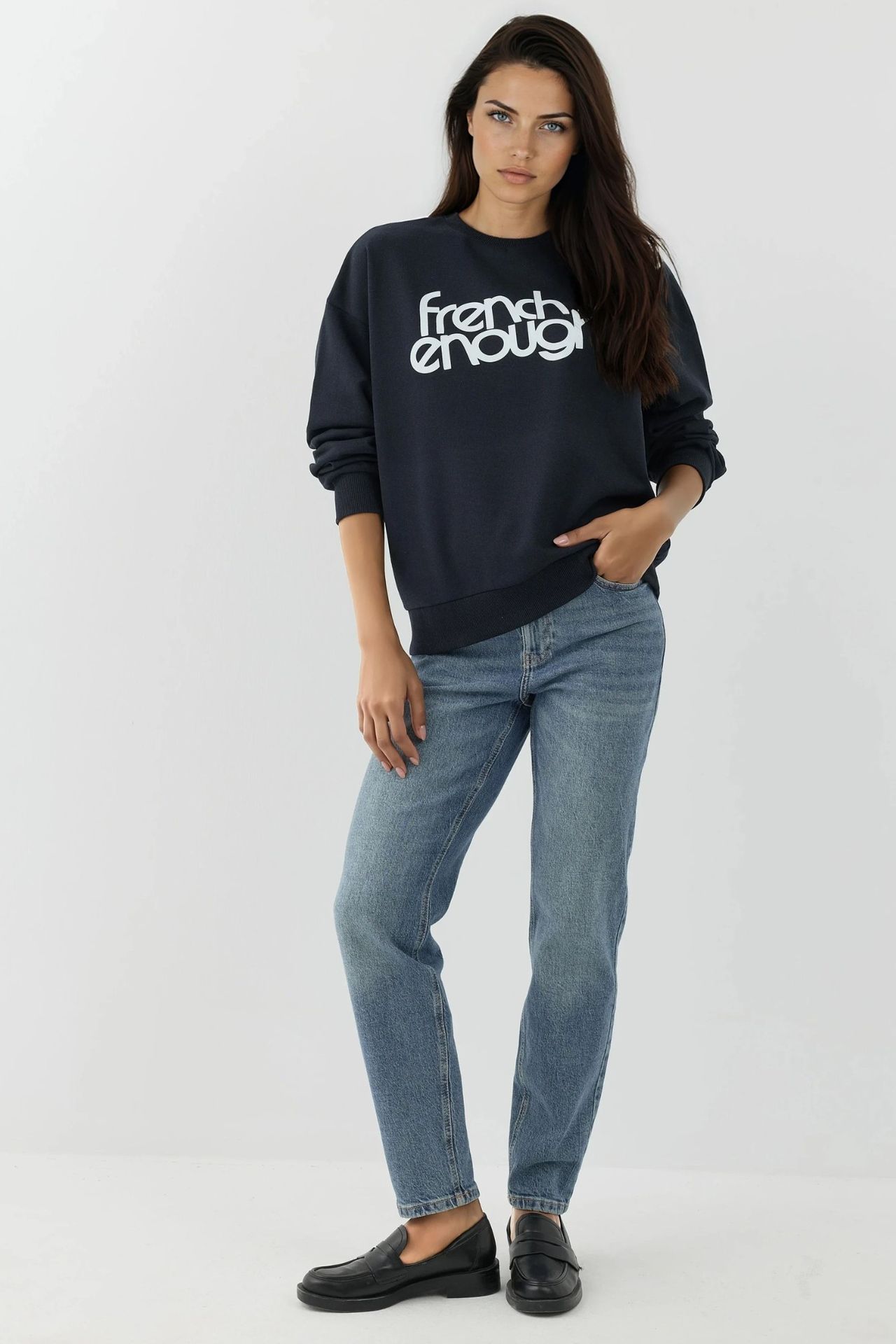 Printed Crew Neck Long Sleeve Raised Sweatshirt 6
