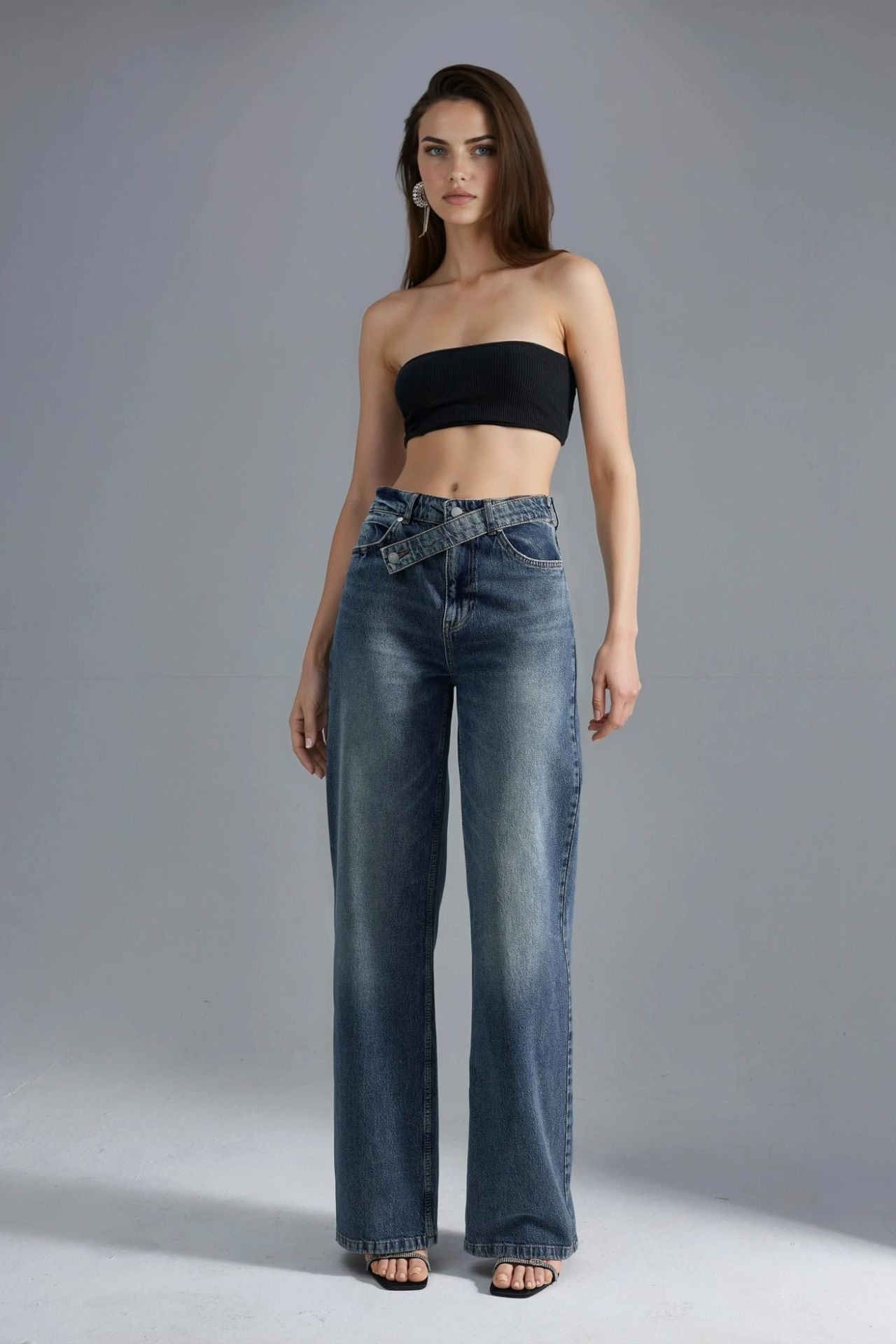 SQUALO High Waist Wide Leg Denim Jeans 9