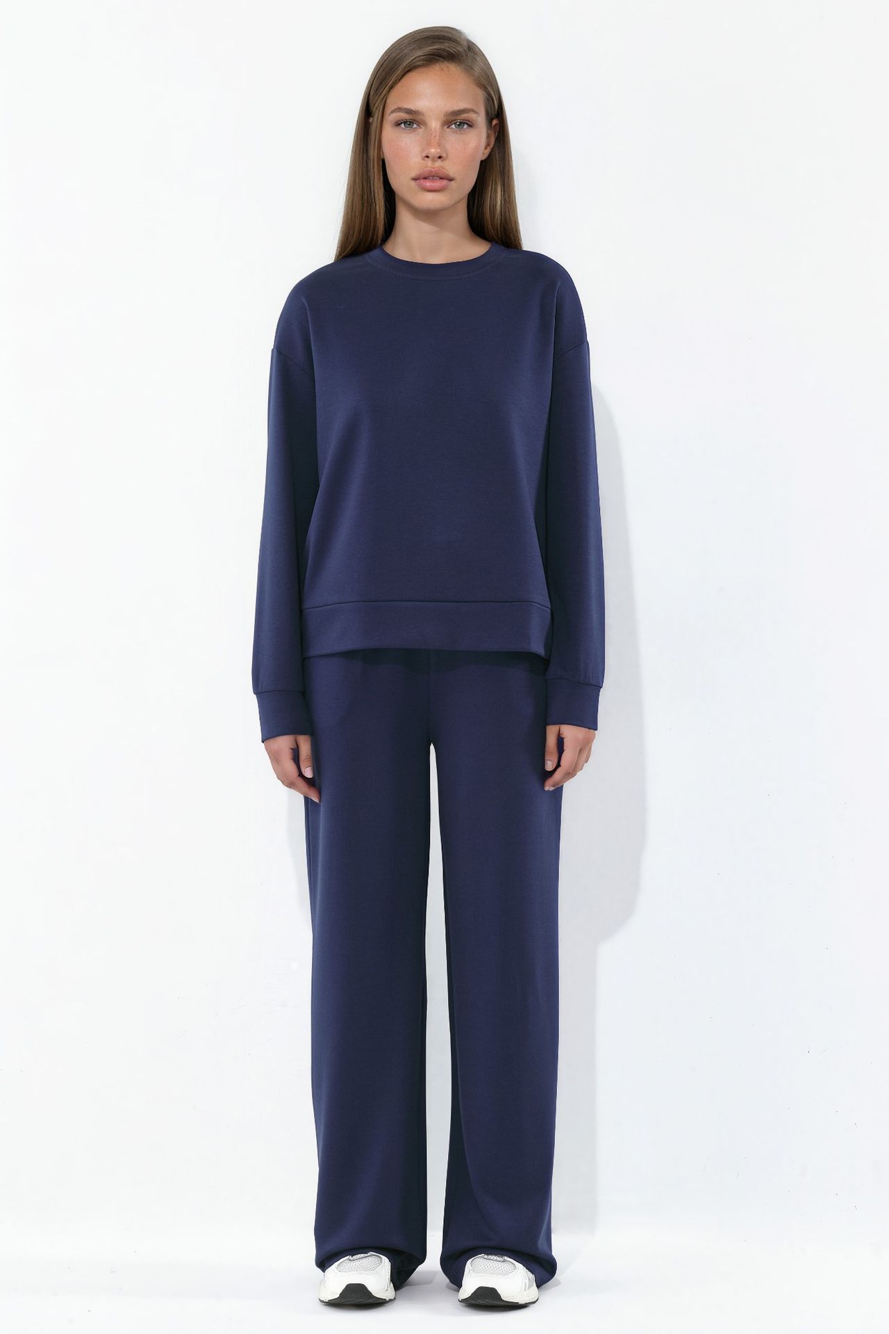Modal Touch Basic Sweatshirt & Wide Leg Pants Two-Piece Coord Set 8