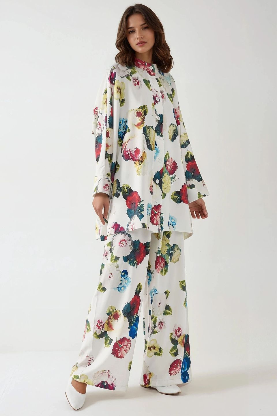 Printed High Waist Kimono-Pants Co-ord Set