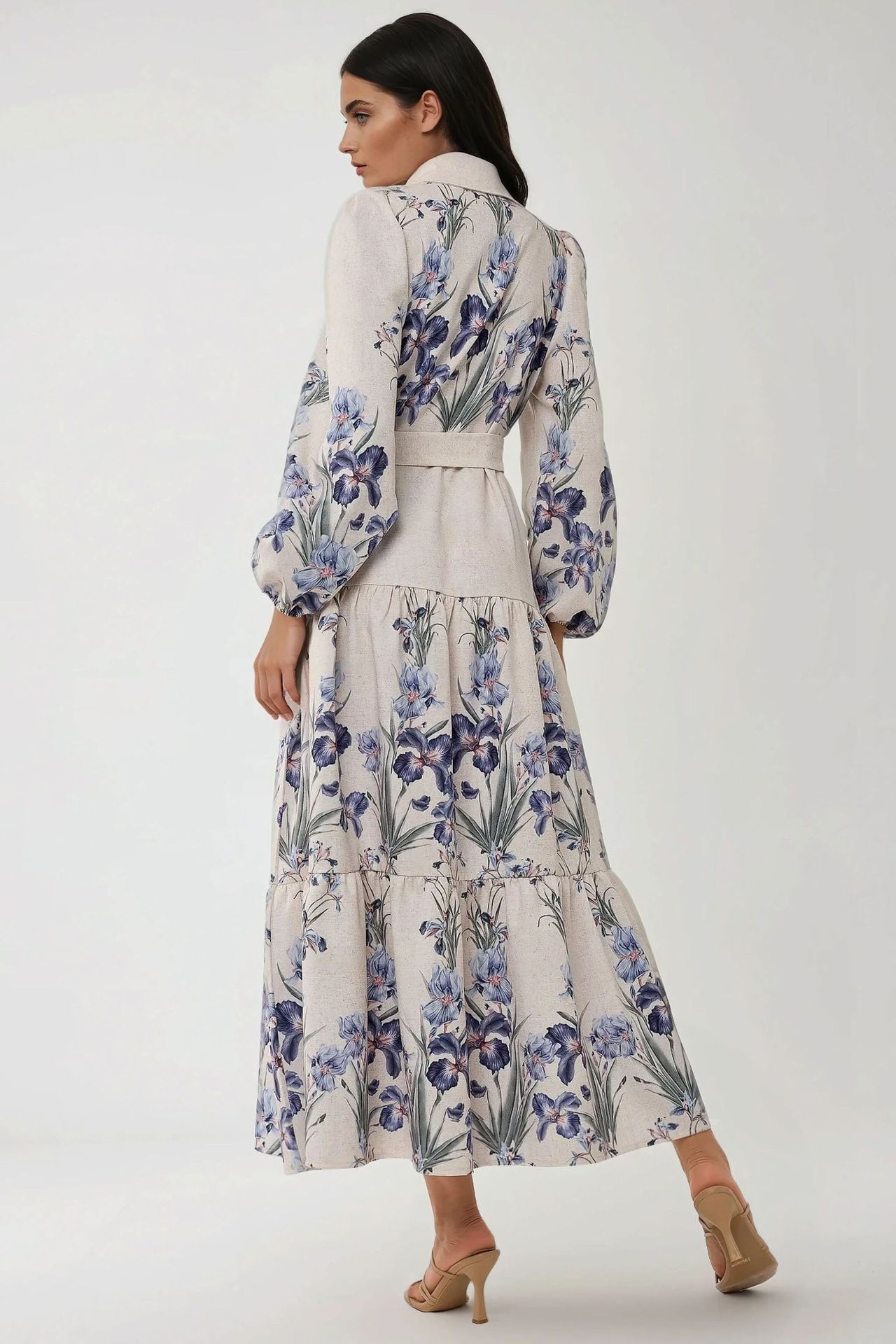 Floral Print Maxi Dress with Shirt Collar