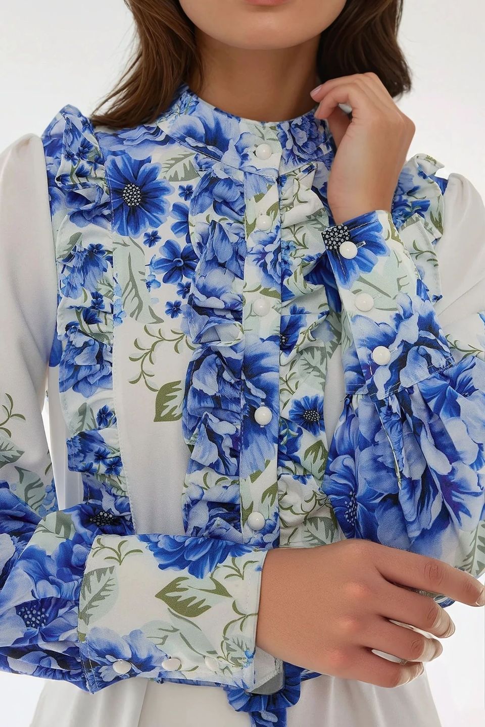 Printed Long Sleeve Maxi Dress with Belt
