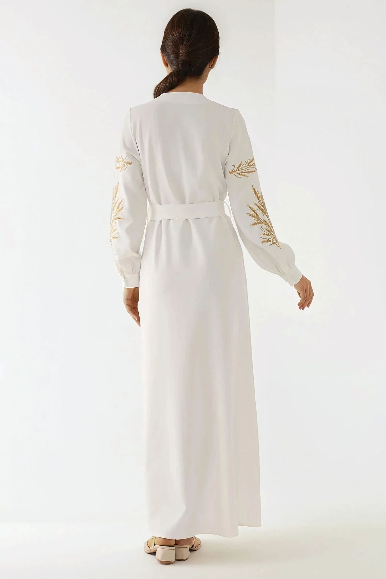Embroidered V-Neck Maxi Dress