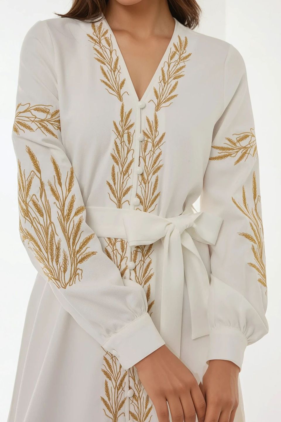Embroidered V-Neck Maxi Dress