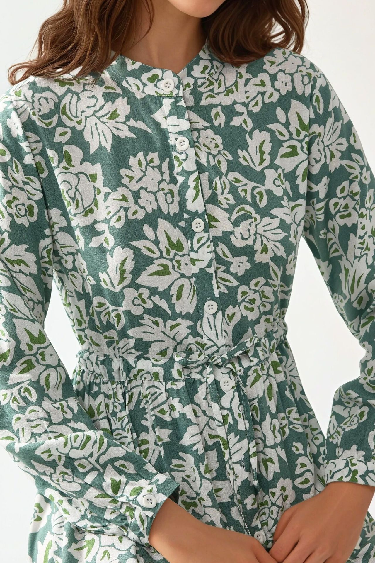 Printed Maxi Dress with Shirt Collar