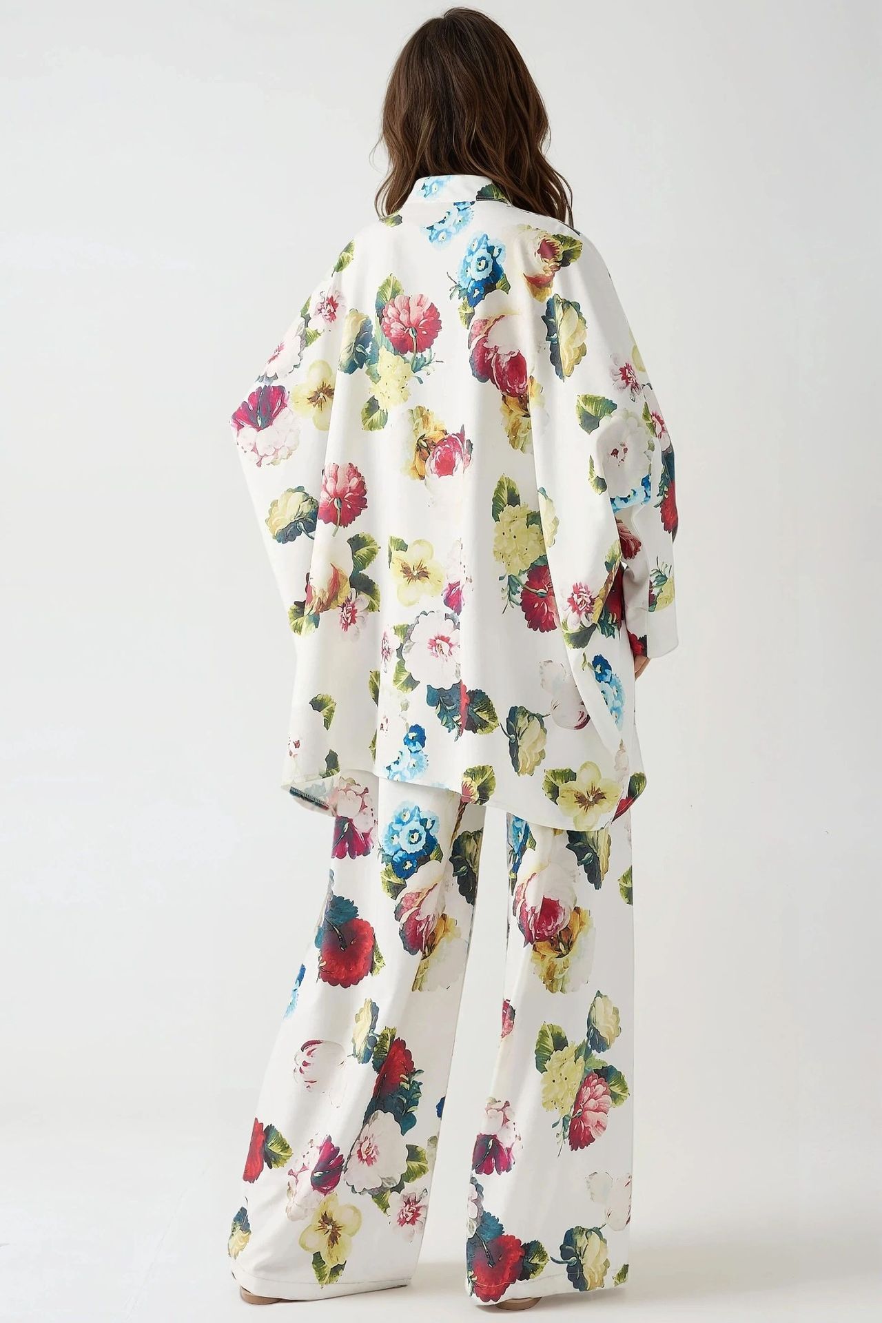 Printed High Waist Kimono-Pants Co-ord Set