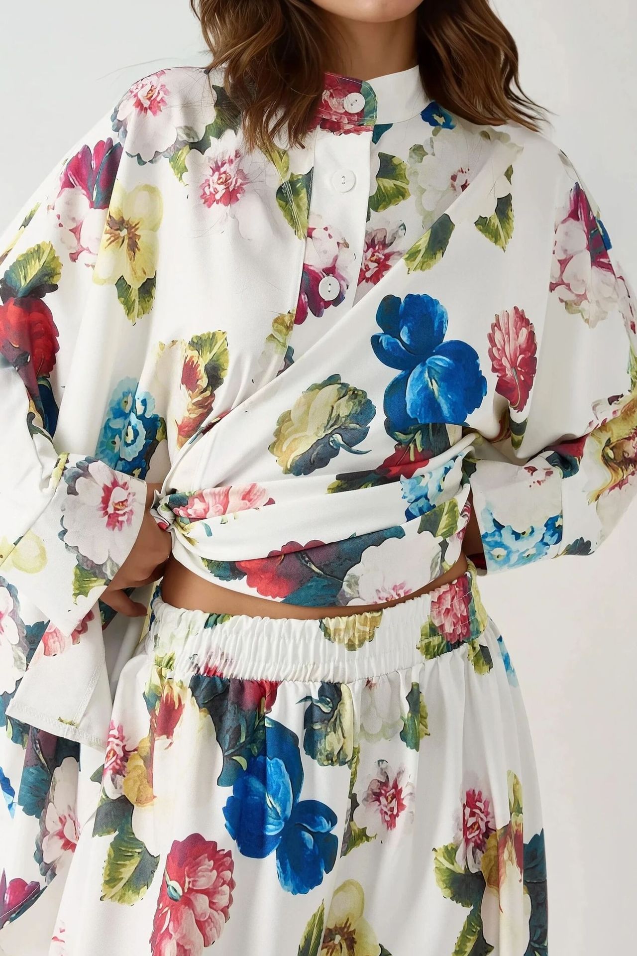 Printed High Waist Kimono-Pants Co-ord Set