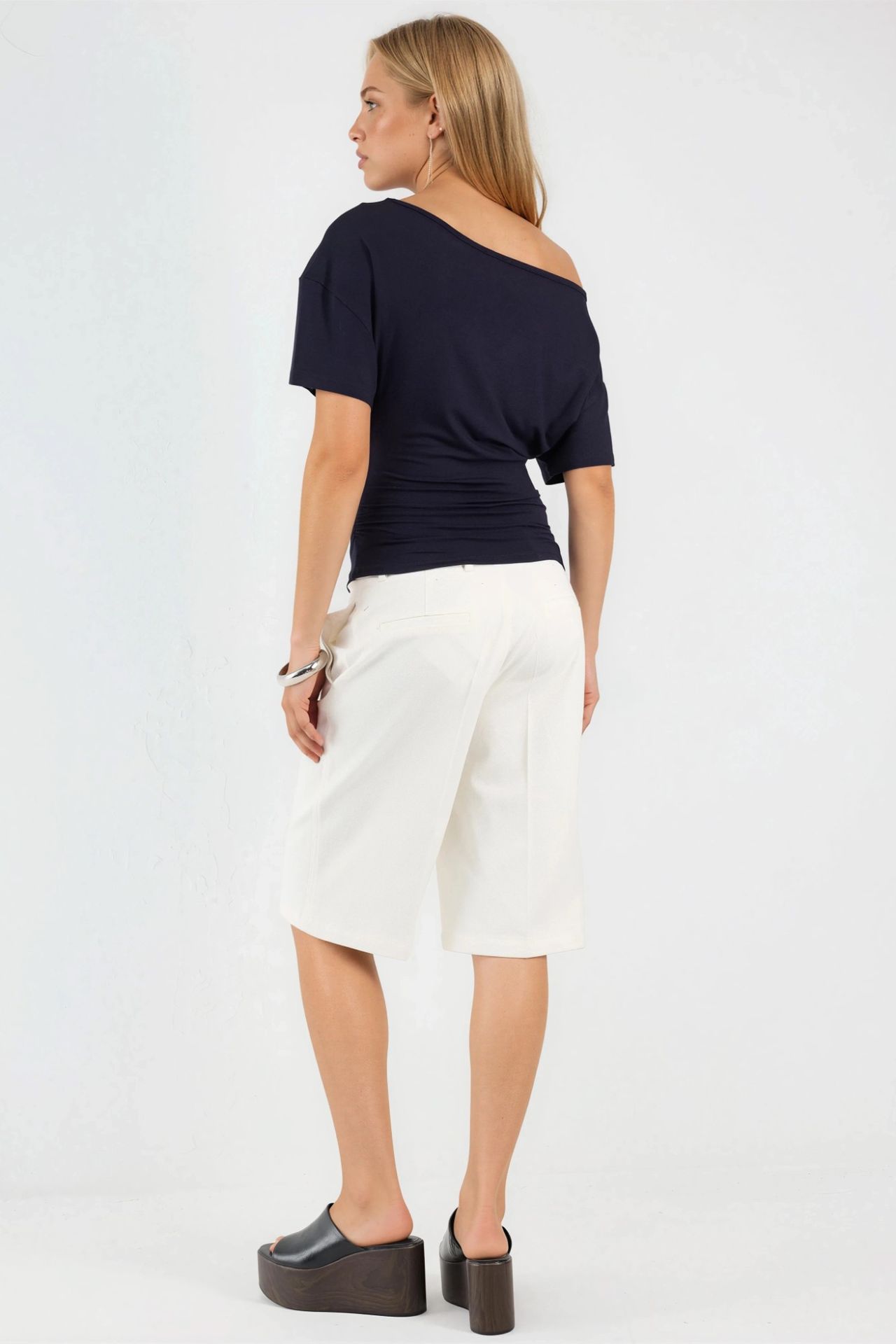 Asymmetrical Neck Soft Viscose Knit Top