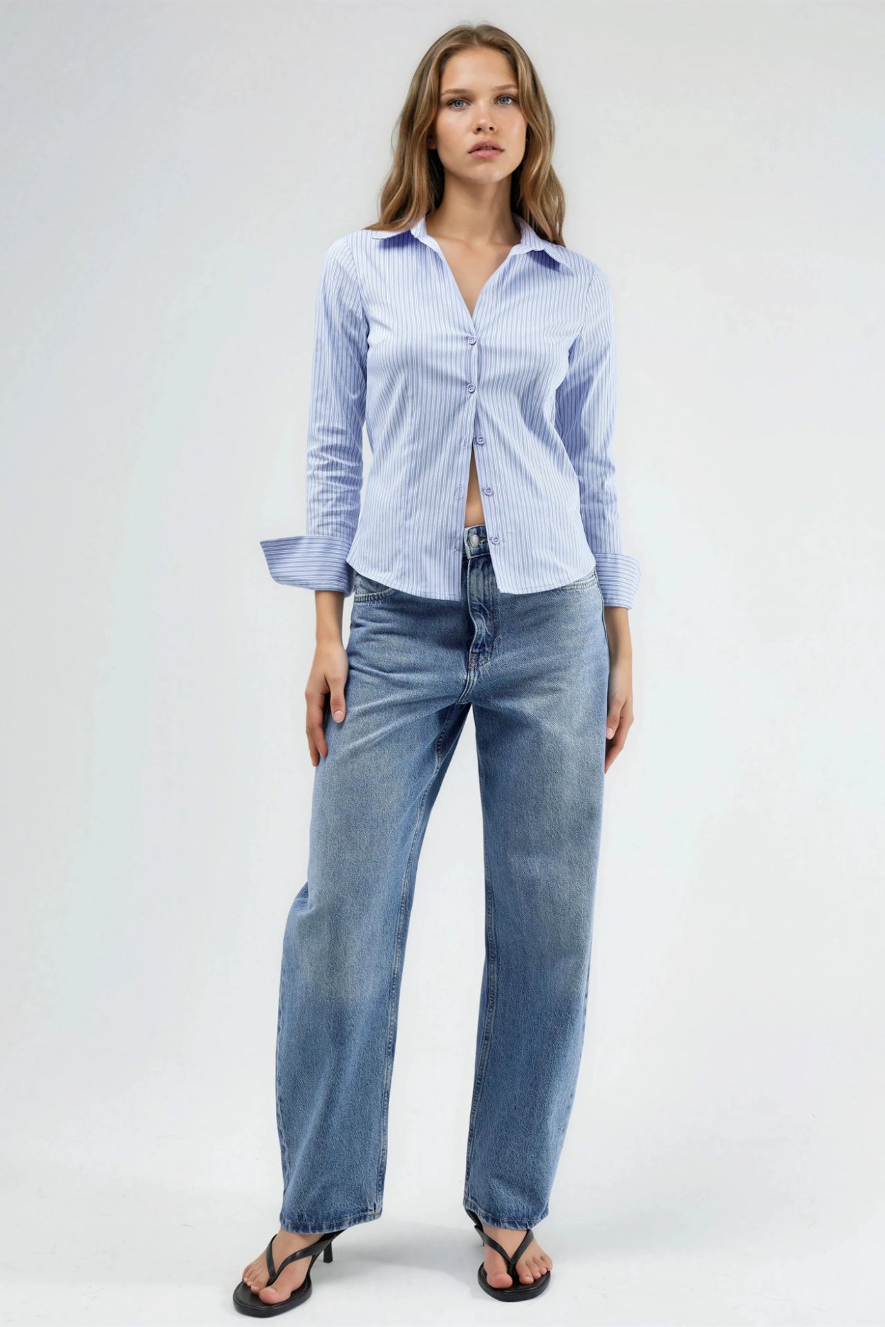 Fitted Striped Basic Shirt 3