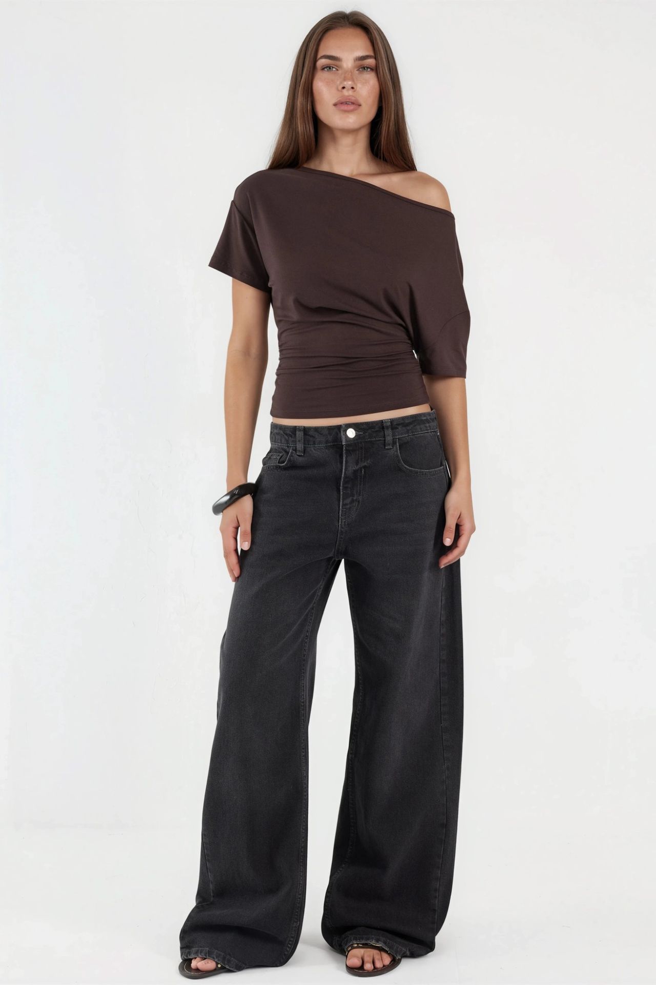 Asymmetrical Neck Soft Viscose Knit Top 5